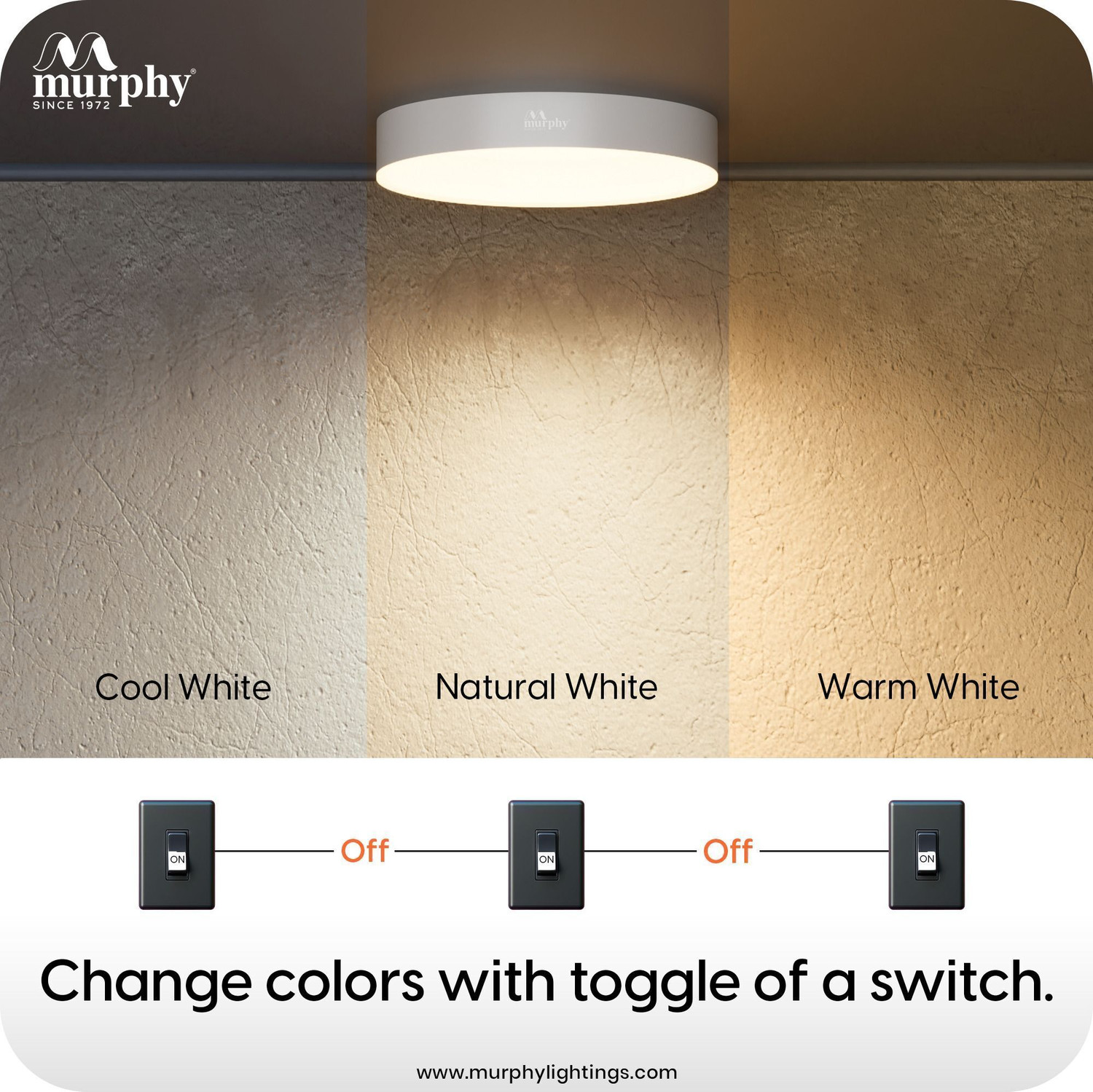 Image of MURPHY 15W 3-in-1 LED Round Surface Ceiling Light Rimless Slim Design Ceiling Light Ceiling Lamp