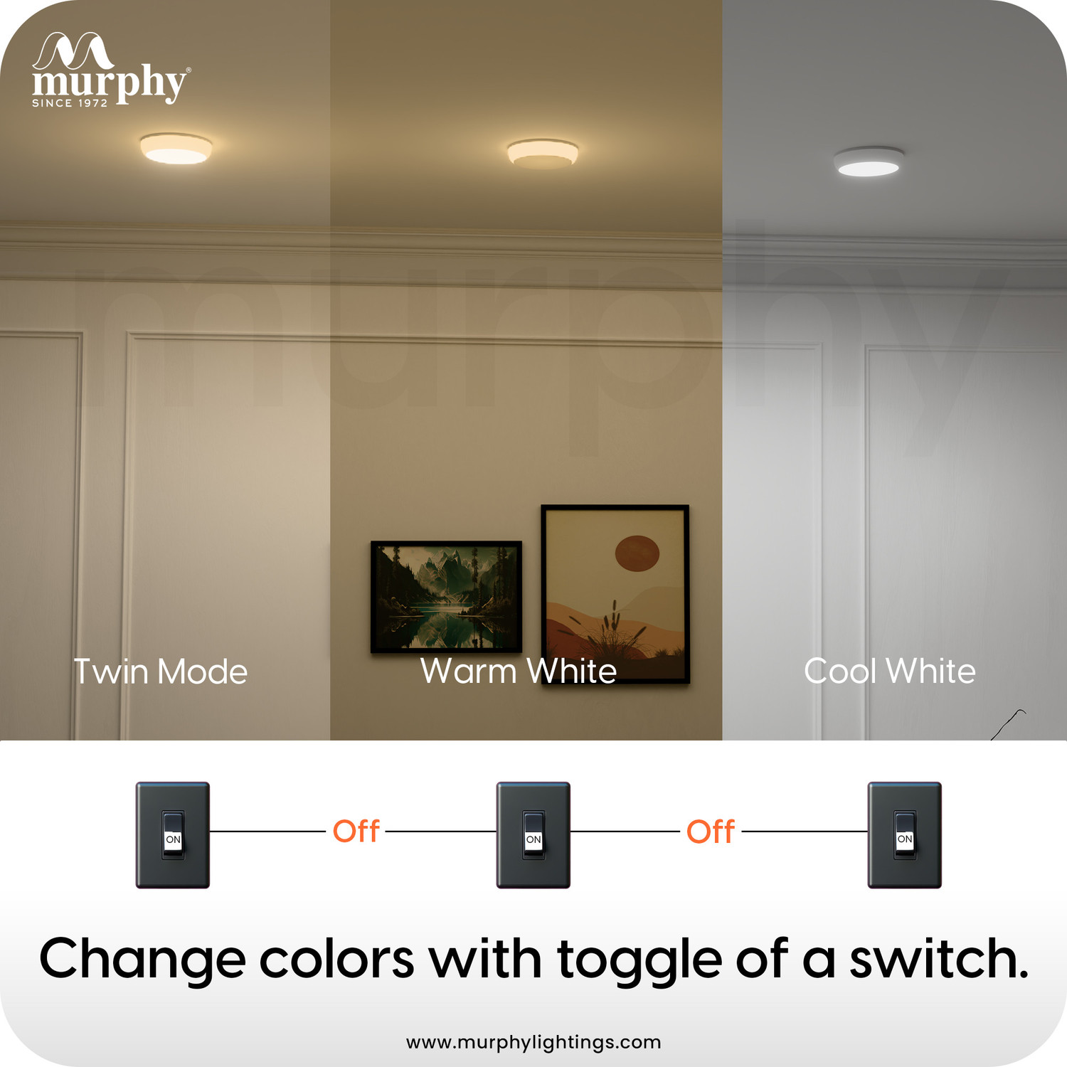Image of MURPHY 2-in-1 7W+7W Double Color Round LED Junction Box Light (Cool+Warm White) Ceiling Light Ceiling Lamp