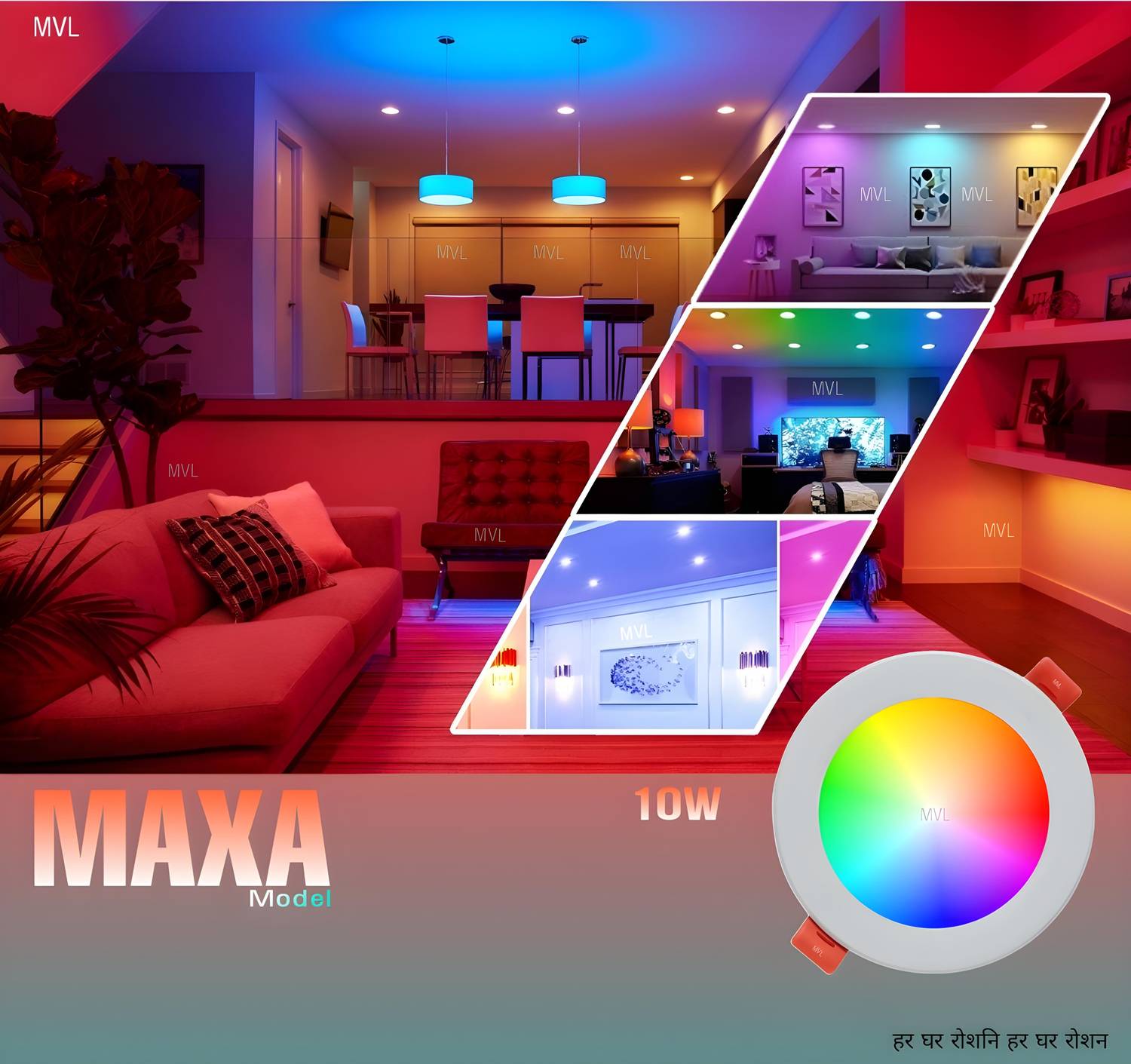 MVL Maxa 10W 7-in-1 LED Downlight Pack of 6 - Image 3