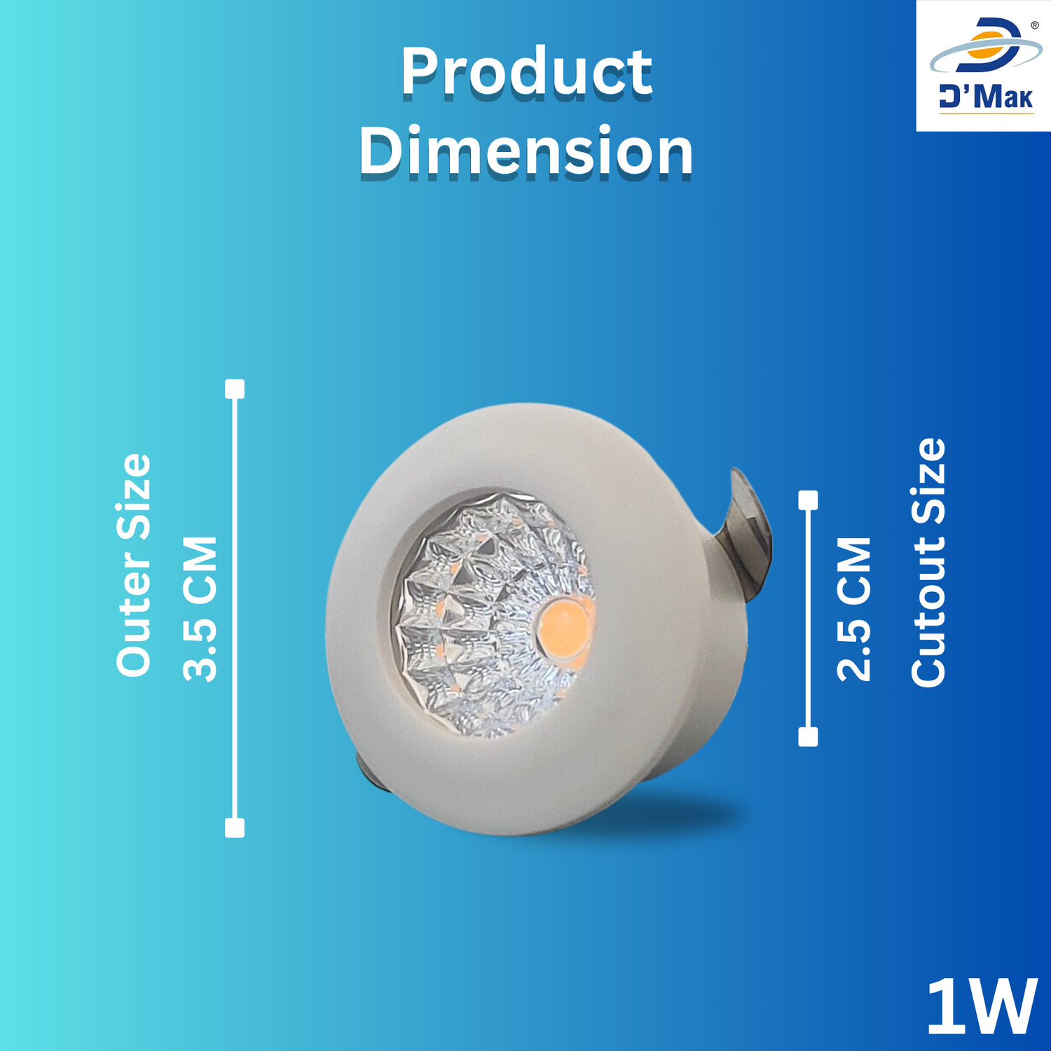 Image of D'Mak 1 Watt LED COB /Spot Light /Button Light ({White} Round Driver Included (Pack of 05) Recessed Ceiling Light Ceiling Lamp