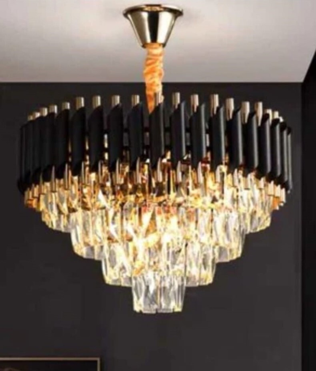 Image of Baslash 400 MM Black Mamba Round Chandelier For Living Room Bed Room Chandelier Chandelier Ceiling Lamp (Gold, Black)