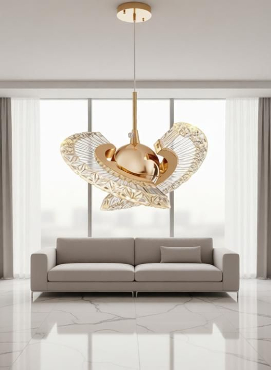 Image of Shri Mahal Antiques Multi-Styling LED Chandelier Mini Rose Gold Round Pendant Light Pendant Lamp Ceiling Lamp (Gold)