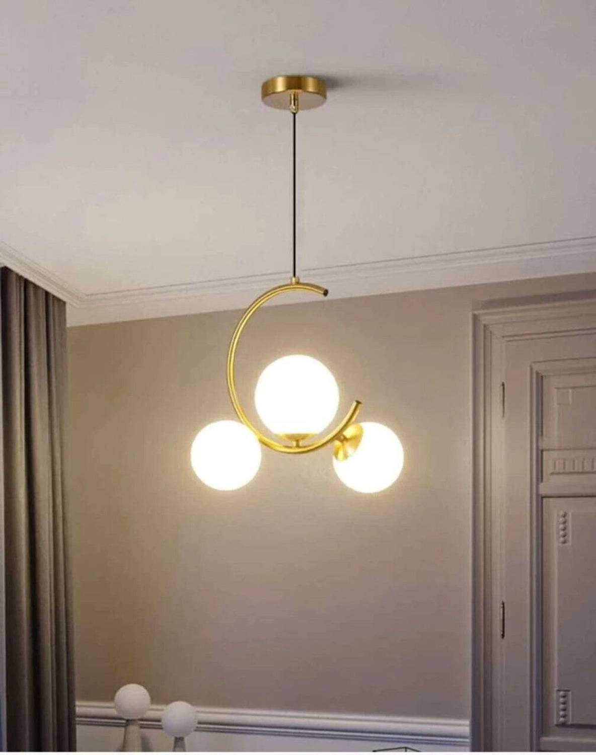 Areezo C-Design 3-Glass Lamp Pendant (Bulb Not Included, Pack of 1) Chandelier Ceiling Lamp