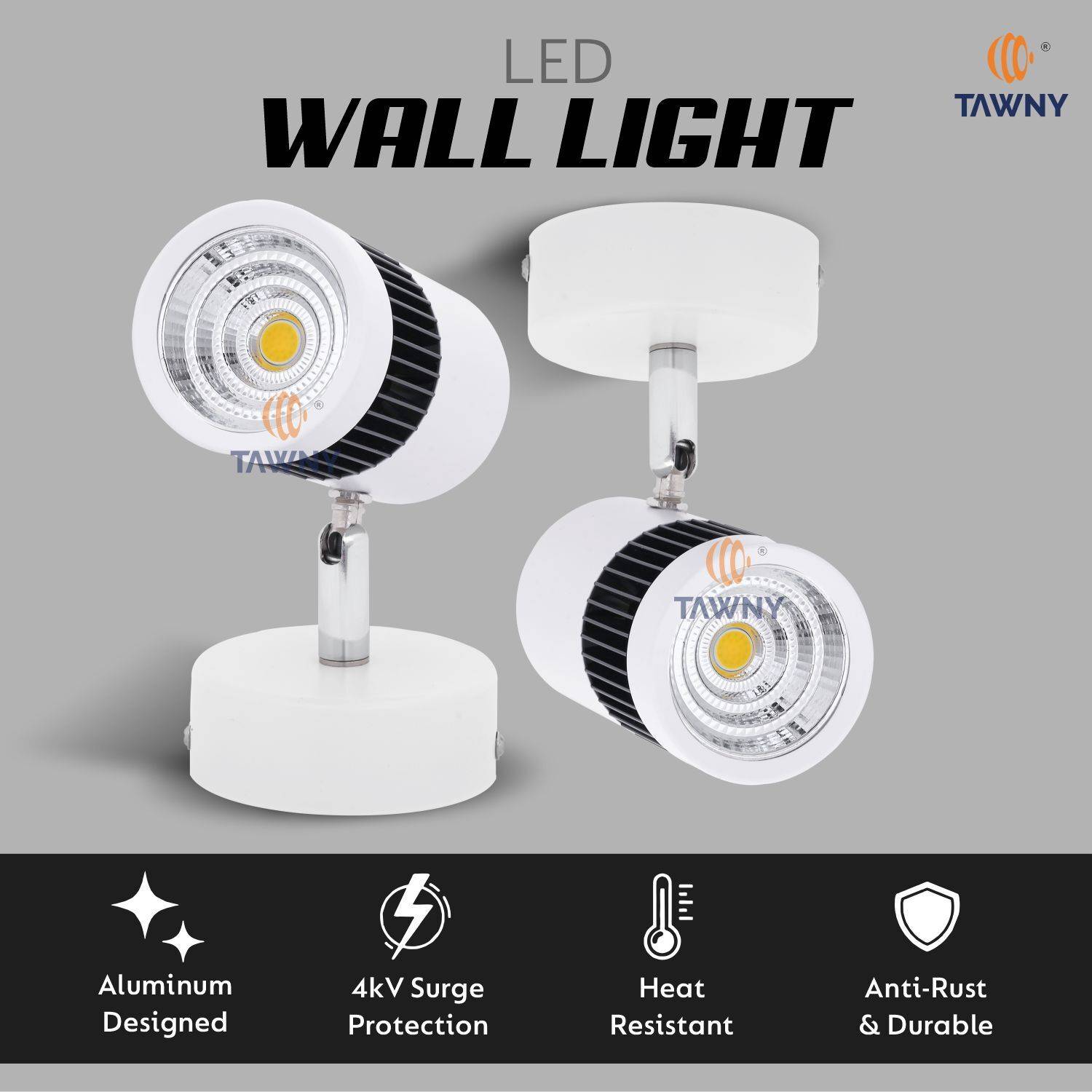TKS POT 【蓄光】グローホワイト　3個セット Tawny 3 watt White spot light,focus light,picture light,Color-Warm