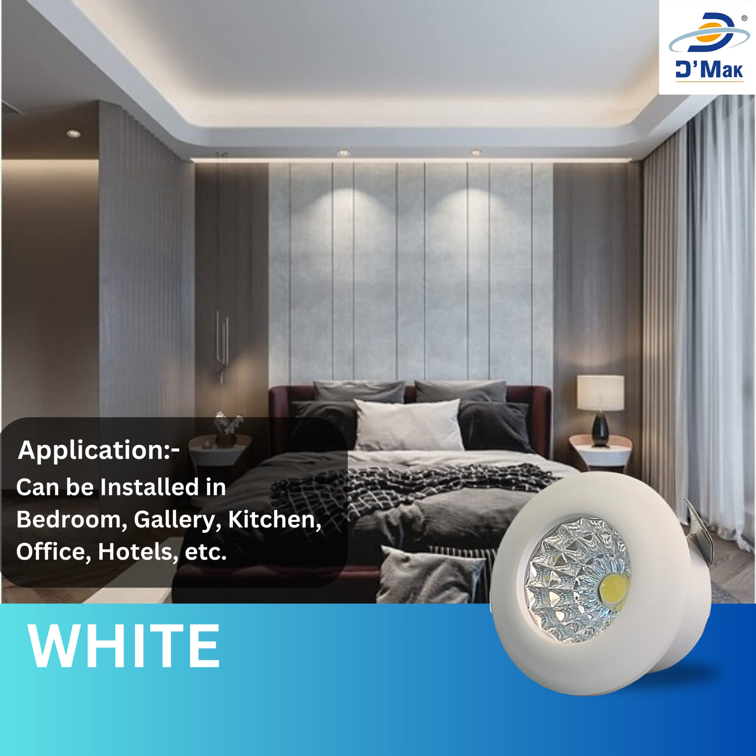 Image of D'Mak 1 Watt LED COB /Spot Light /Button Light ({White} Round Driver Included (Pack of 01) Recessed Ceiling Light Ceiling Lamp