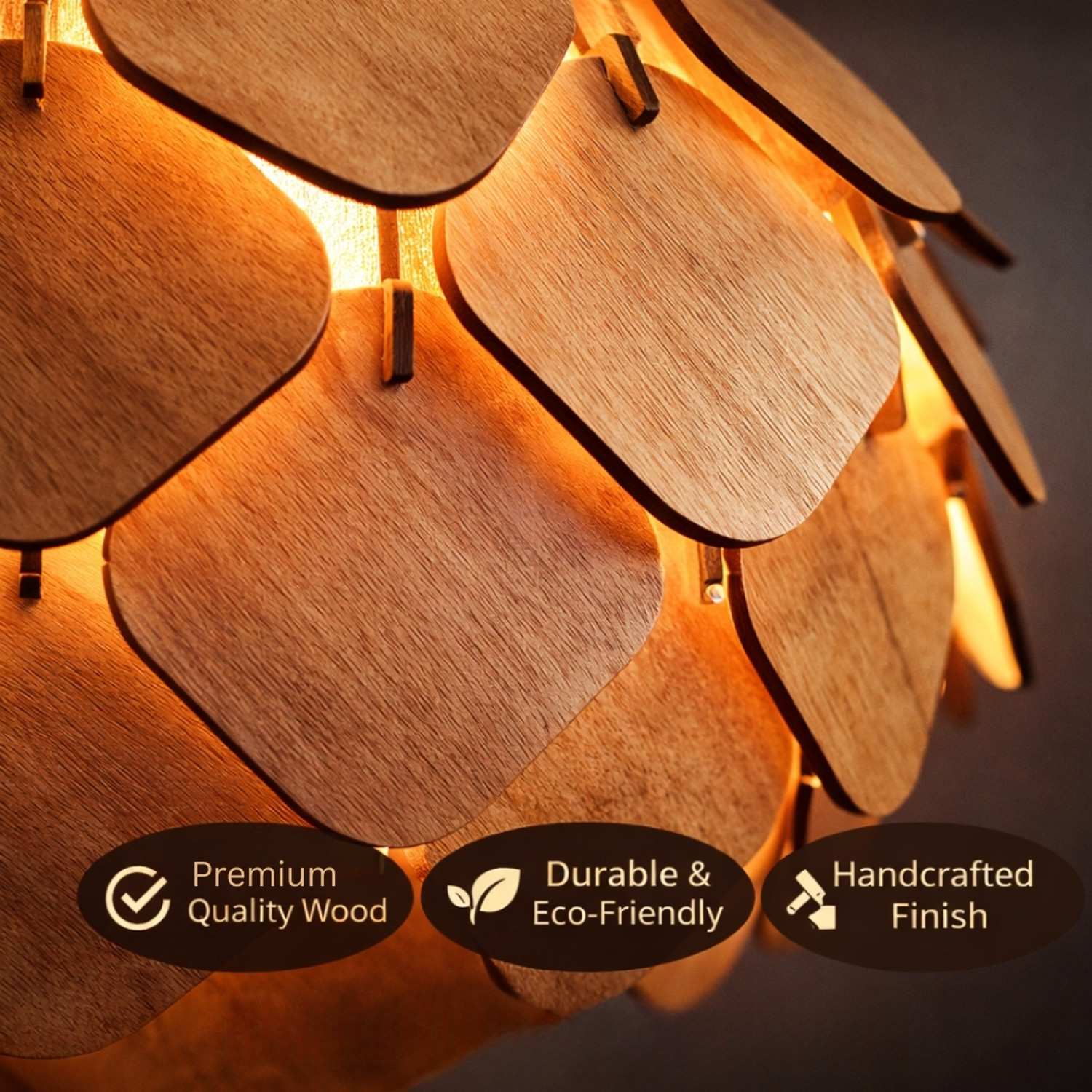Image of WOODIOGRAPHY wooden ceiling pendant light for home decoration Chandelier Ceiling Lamp (Yellow)
