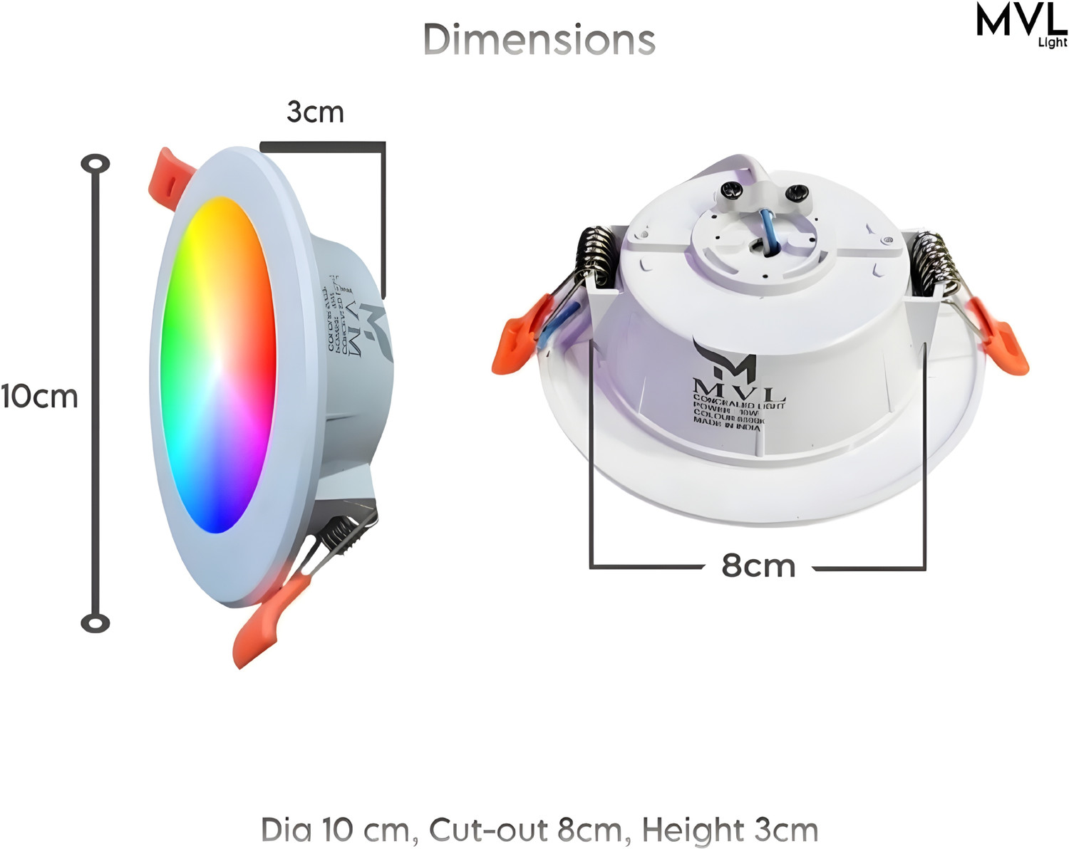 Image of MVL 10 watt 7 colour in 1 celling light pack of 1 Ceiling Light Ceiling Lamp