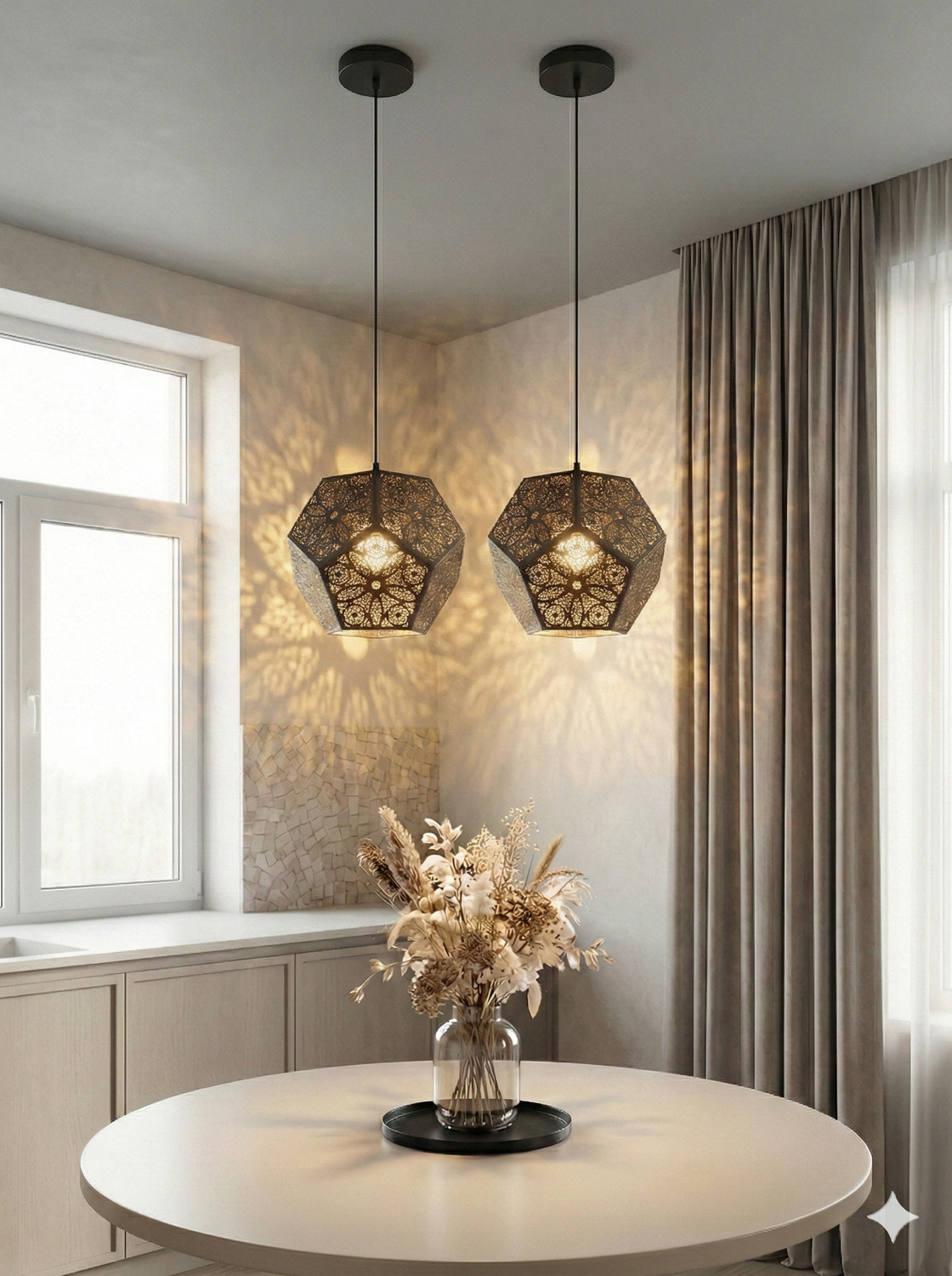 Image of DECORLIA EMPORIO DECORATIVE SET OF 2 HEXAGONAL Pendant Lamp Ceiling Lamp