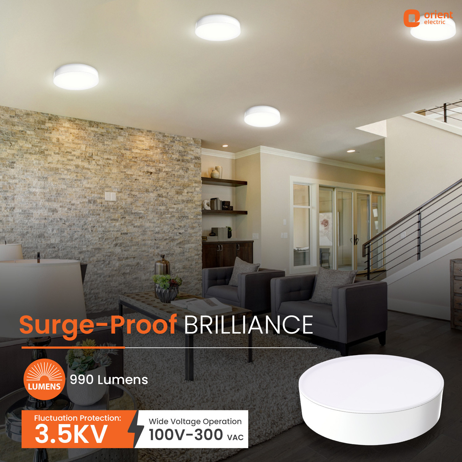 Image of Orient Electric 12W Rimless - Surface Light Surface Ceiling Light Ceiling Lamp