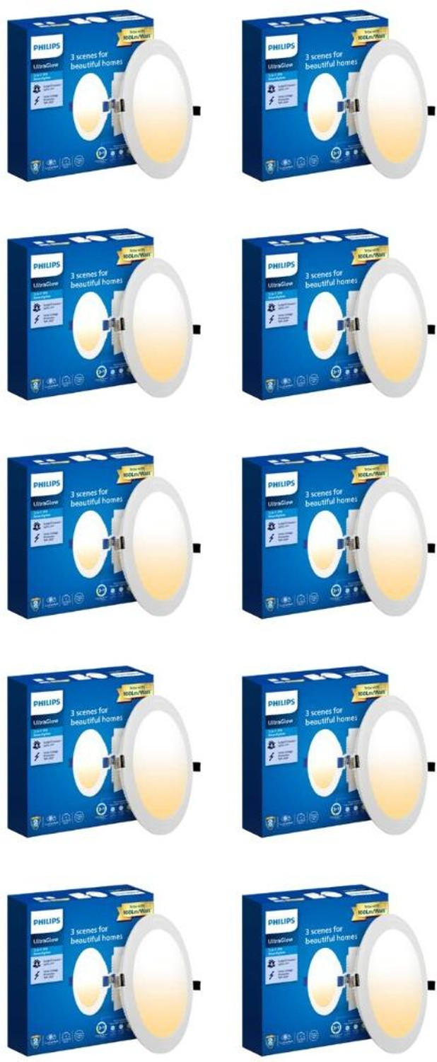 Image of PHILIPS 15W UltraGlow Round 3in1 LED Downlighter, Pack of 10 Downlighter Ceiling Light Ceiling Lamp