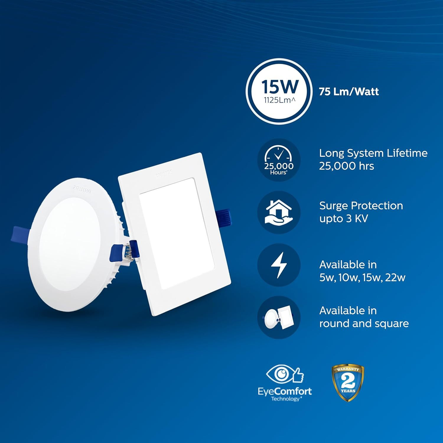Image of PHILIPS 15W Astra Sleek 3in1, Pack of 3 Downlighter Ceiling Light Ceiling Lamp