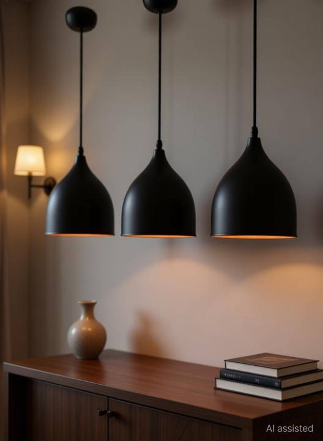 LUMINA PLUS LED LIGHTING Metal E26/E27 Pendant Ceiling Hanging Lights Lamp (Black) Size: 23 * 17 * 17cm -Set of 4 Pendant Lamp Ceiling Lamp