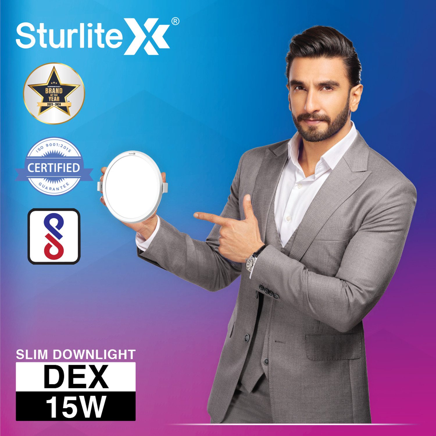 Image of Sturlite Dex 15W Round LED Downlight - (Pack of 8) Ceiling Light Ceiling Lamp