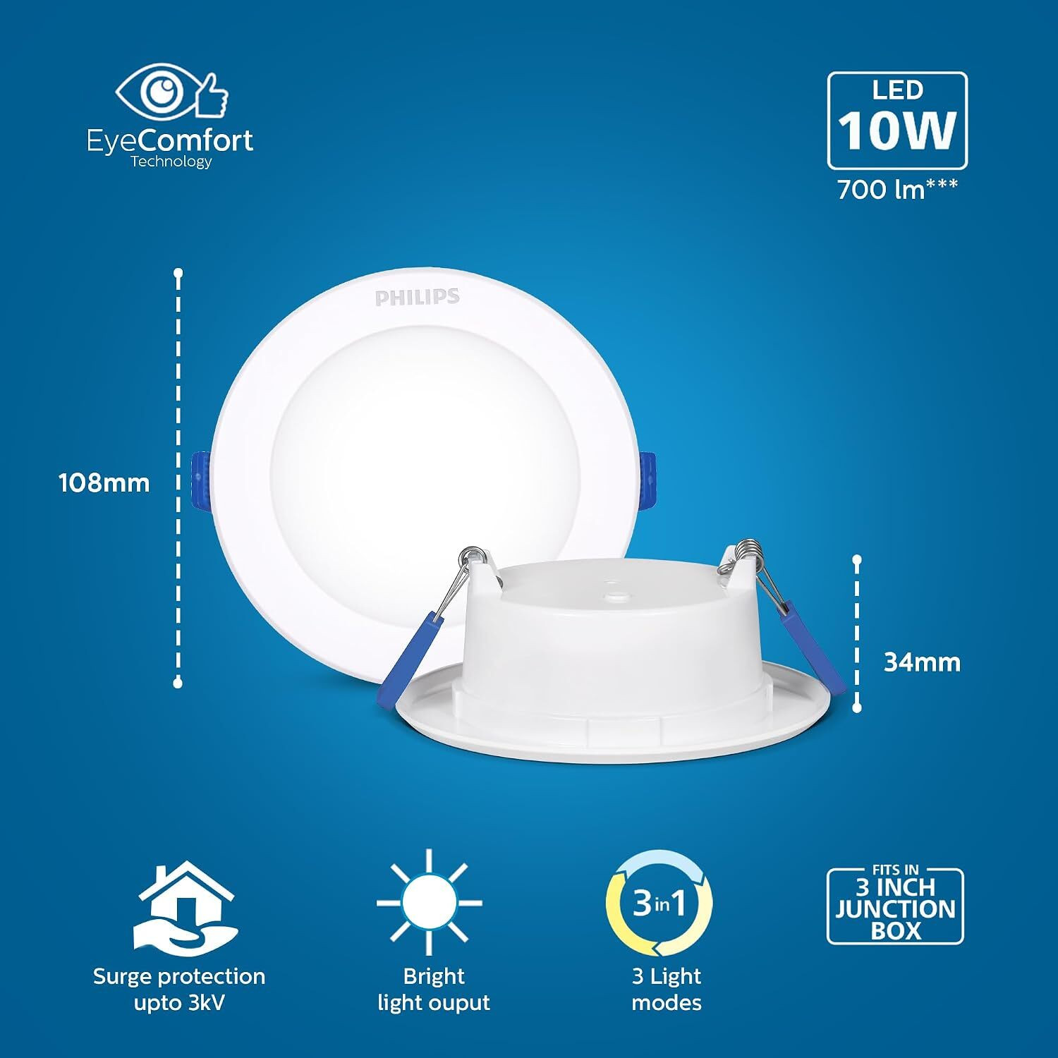 Image of PHILIPS Star Fit 3in1 LED DL 10W Ceiling Light Ceiling Lamp (White)