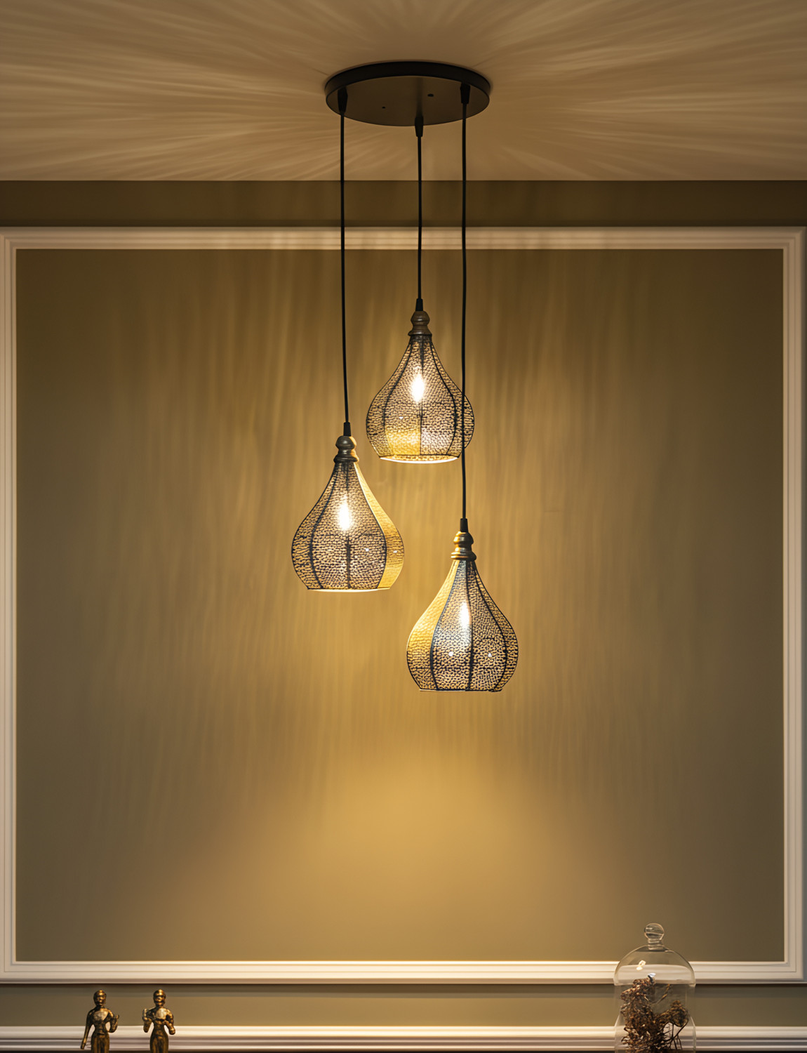 Image of DECORLIA EMPORIO (BULB INCLUDED) SET OF 3 GOLDEN MOROCCAN Pendant Lamp Ceiling Lamp