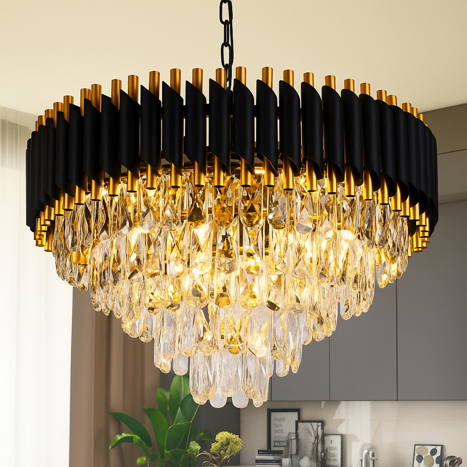 Image of Adwait Modern Crystal Chandelier Chandelier Ceiling Lamp