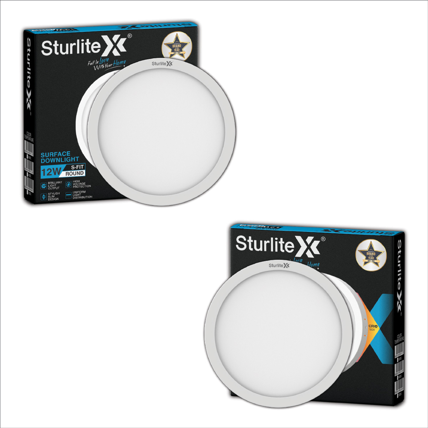 Image of Sturlite S-FIT 12W Round LED Surface Light - (Pack of 2) Ceiling Light Ceiling Lamp
