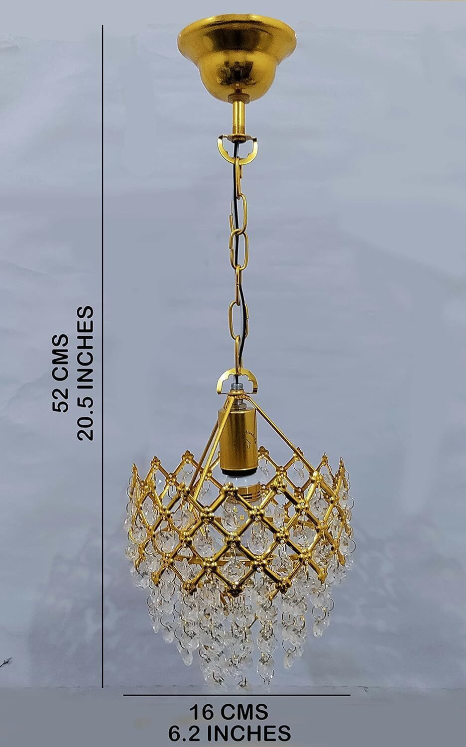 Image of mahaur Modern Crystal 160mm metal Chandelier jhumar with Bulb for home Chandelier Ceiling Lamp (Gold)