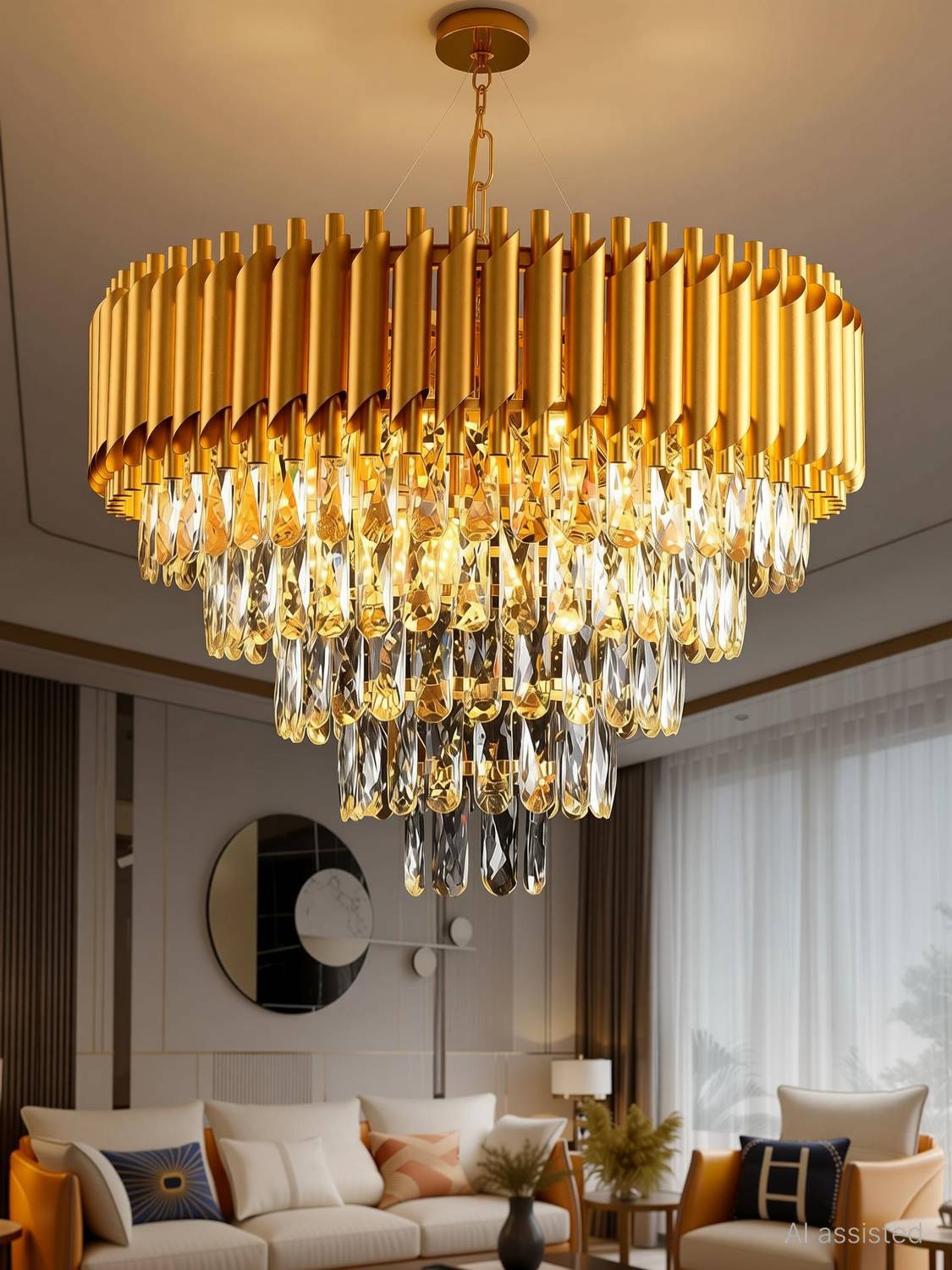 AKRIK 600mm Gold Chandelier - Image 1
