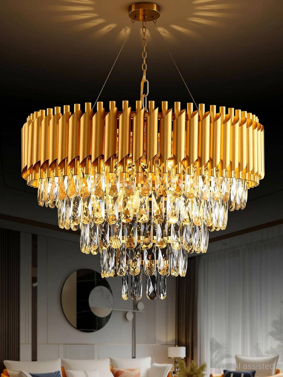 AKRIK 600mm Gold Chandelier - Image 2
