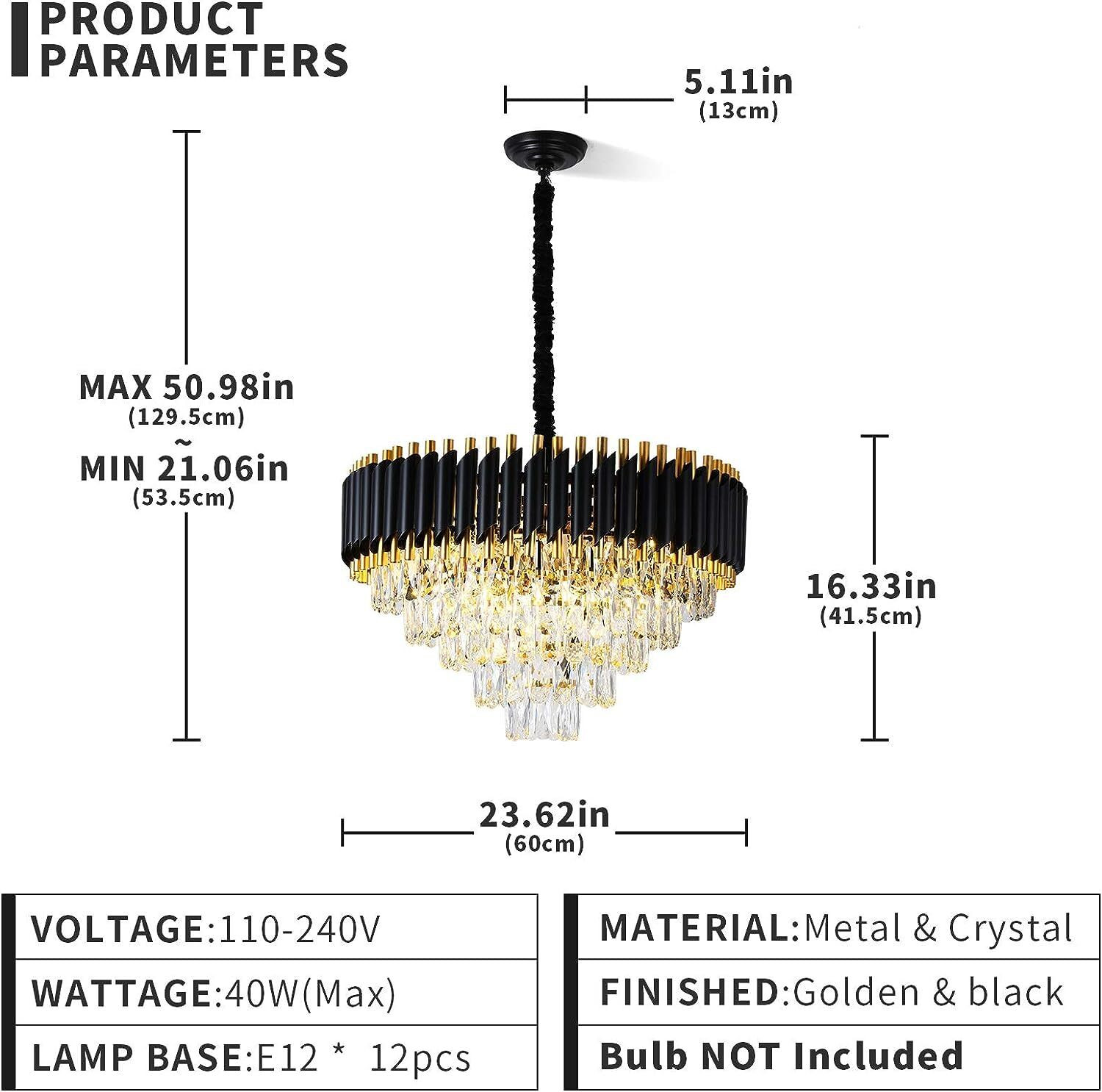 Image of Adwait 600MM Black Gold Moving chandelier Chandelier Ceiling Lamp