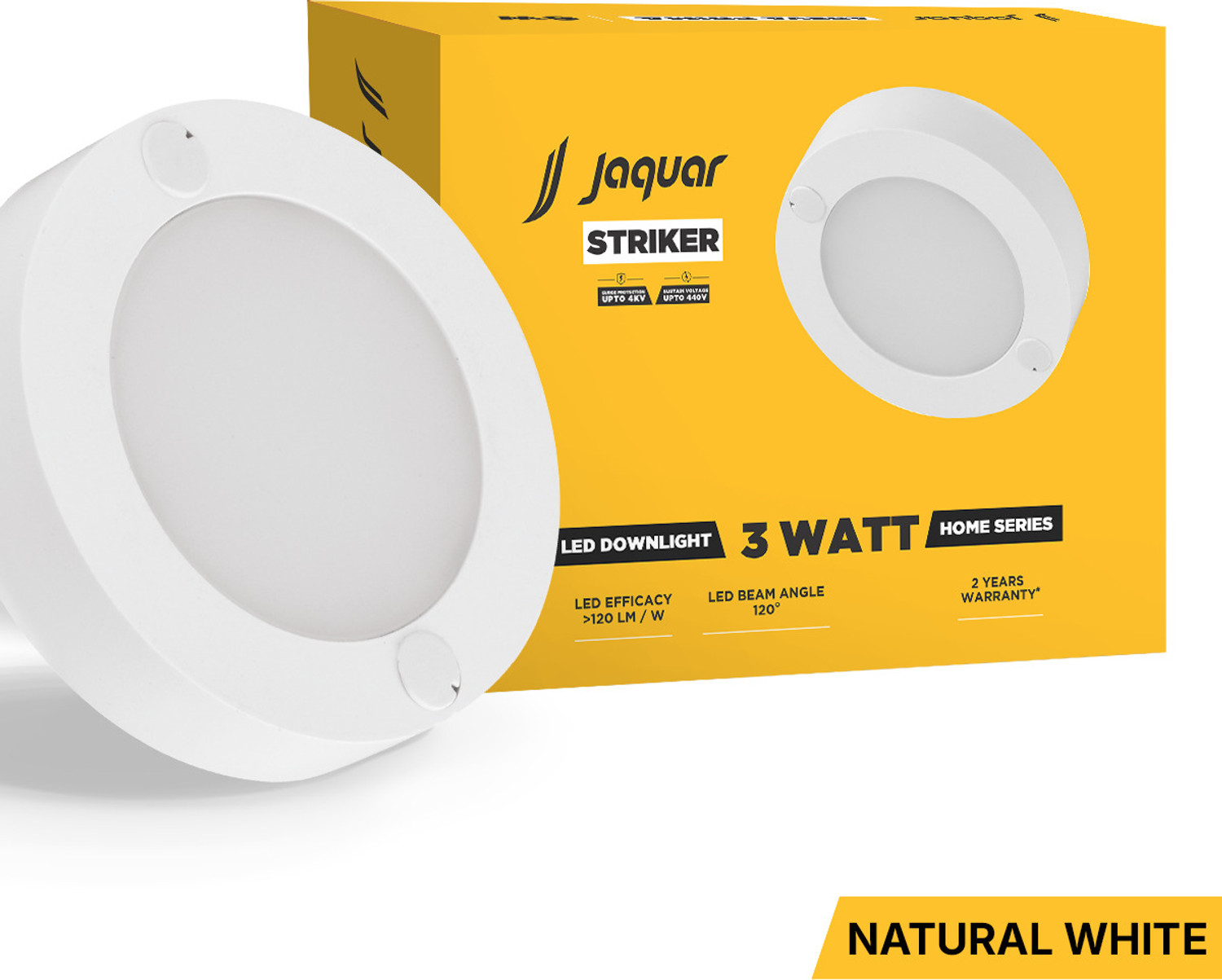 Image of Jaquar 3W Striker Mini Round Surface Downlight with Heat Sink Natural White (Pack of 1) Ceiling Light Ceiling Lamp
