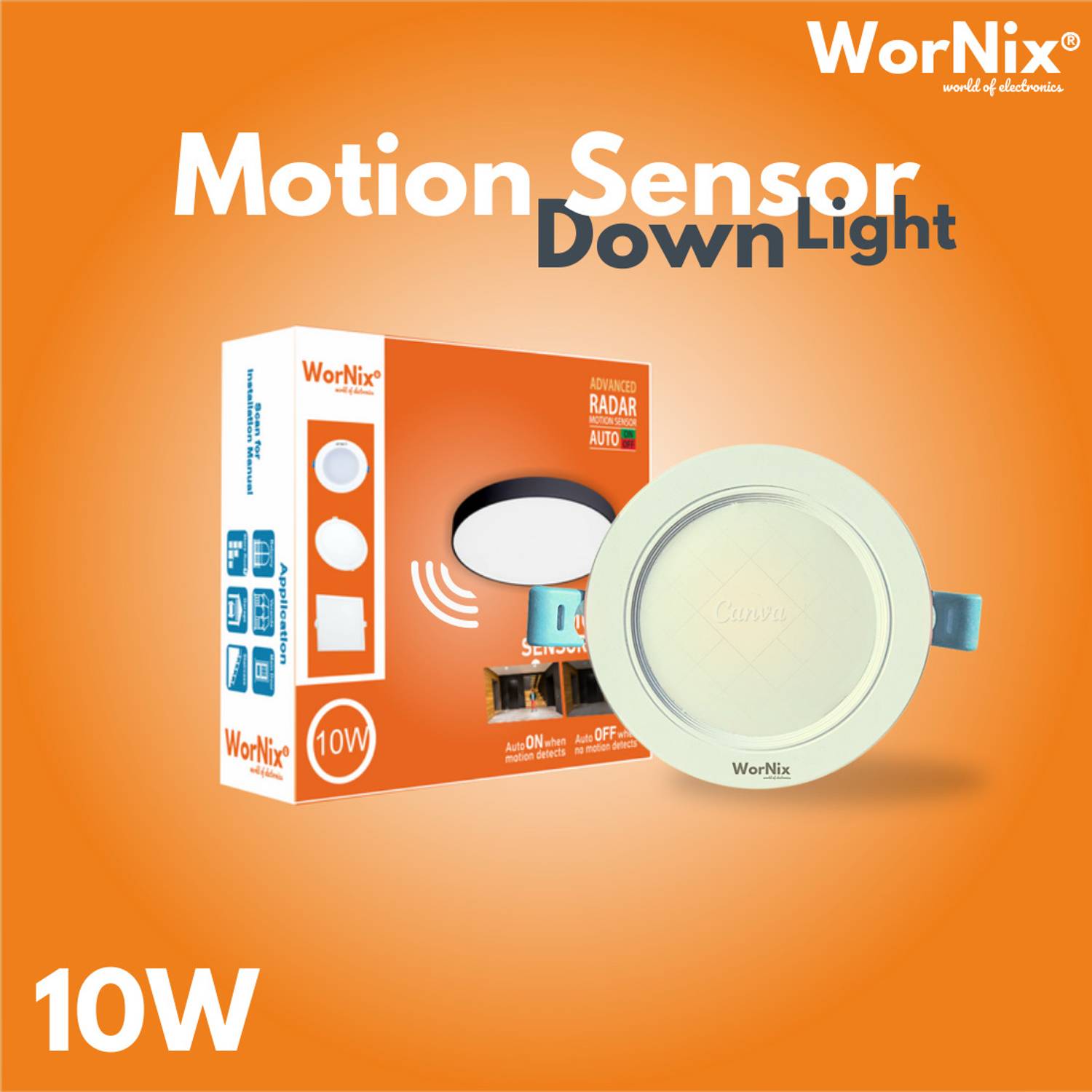 Wornix 10W Auto On/Off Ceiling Light - Image 2