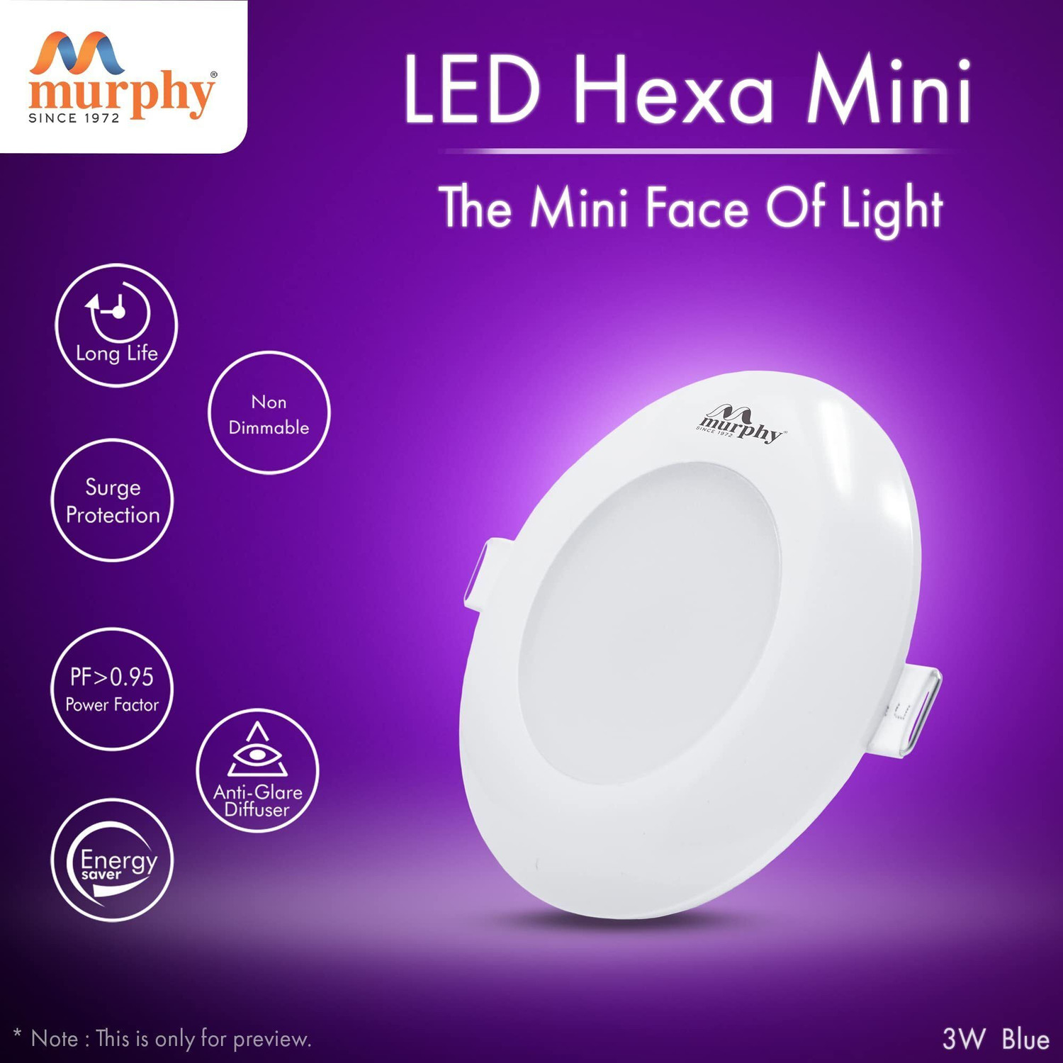 Image of MURPHY 3W Hexa Deep Junction Box LED Down Light (Pack of 12, Blue) Ceiling Light Ceiling Lamp