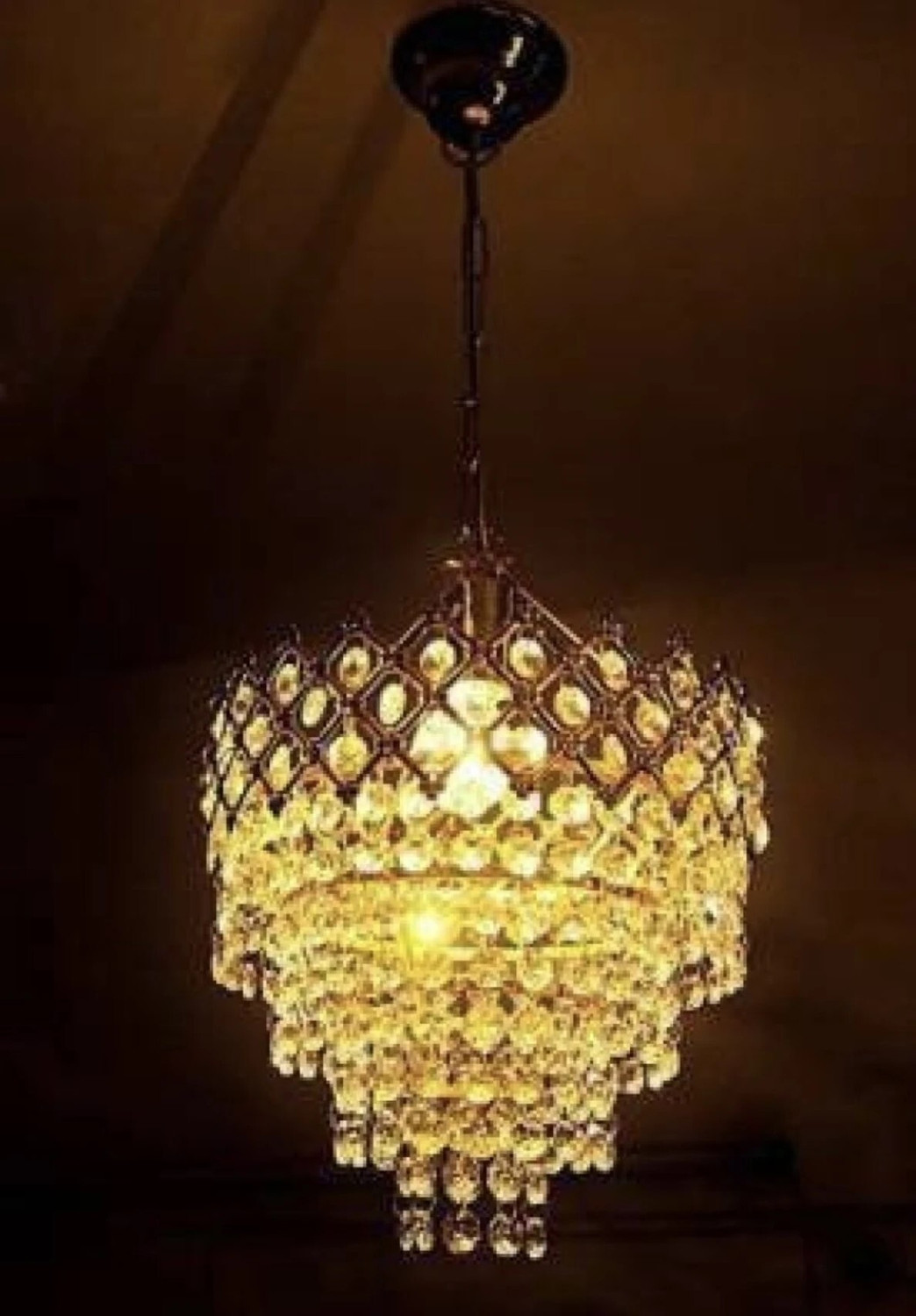 Image of Adwait Golden Color Crystal Jhumar Hanging Light Flush Mount Ceiling Lamp Ceiling Light Ceiling Lamp (Multicolor)