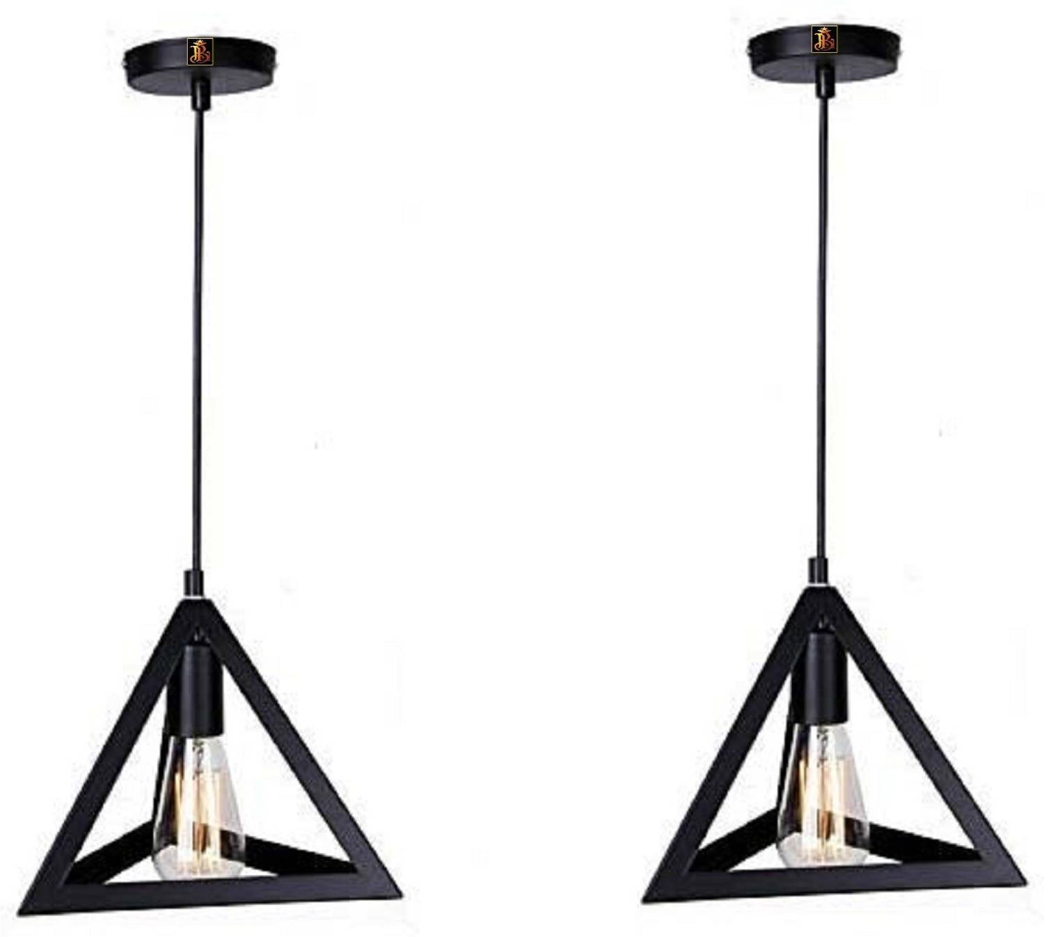 Brightlyt Triangle Ceiling Hanging Light for Home, Restaurant, Cafe etc_Pack of 2 Pendant Lamp Ceiling Lamp