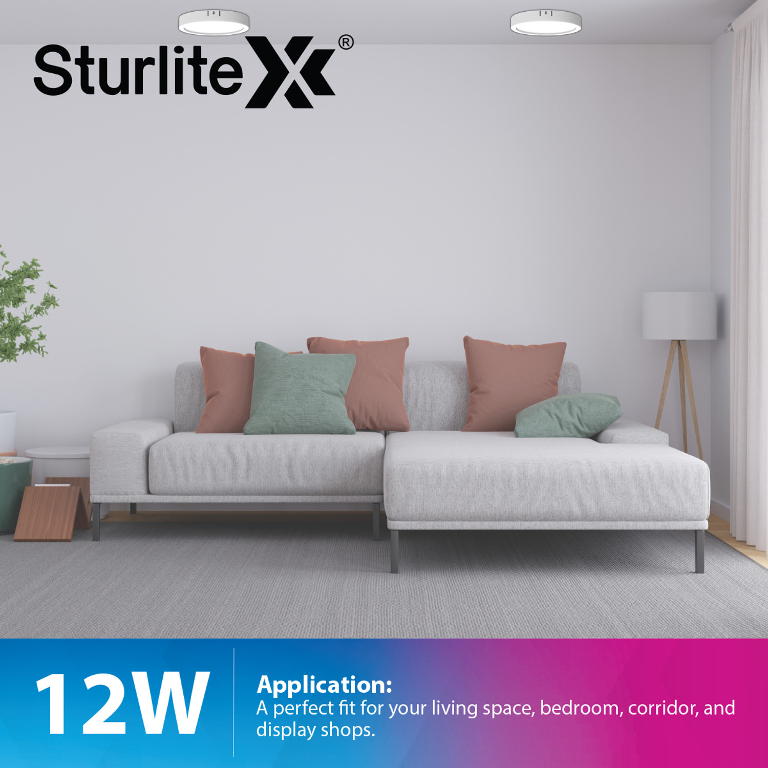 Image of Sturlite S-FIT 12W Round LED Surface Light - (Pack of 2) Ceiling Light Ceiling Lamp