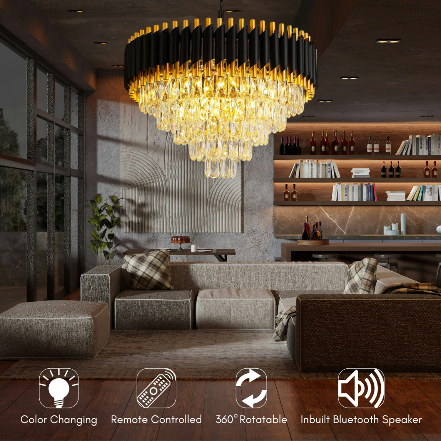 Image of Adwait 500MM Black Gold Moving chandelier Chandelier Ceiling Lamp
