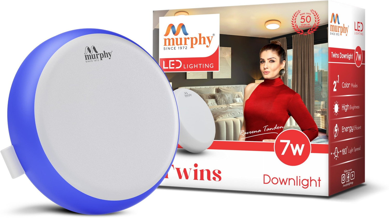 Image of MURPHY 2-in-1 7+7W Round LED Junction Light (CW+Blue) Ceiling Light Ceiling Lamp