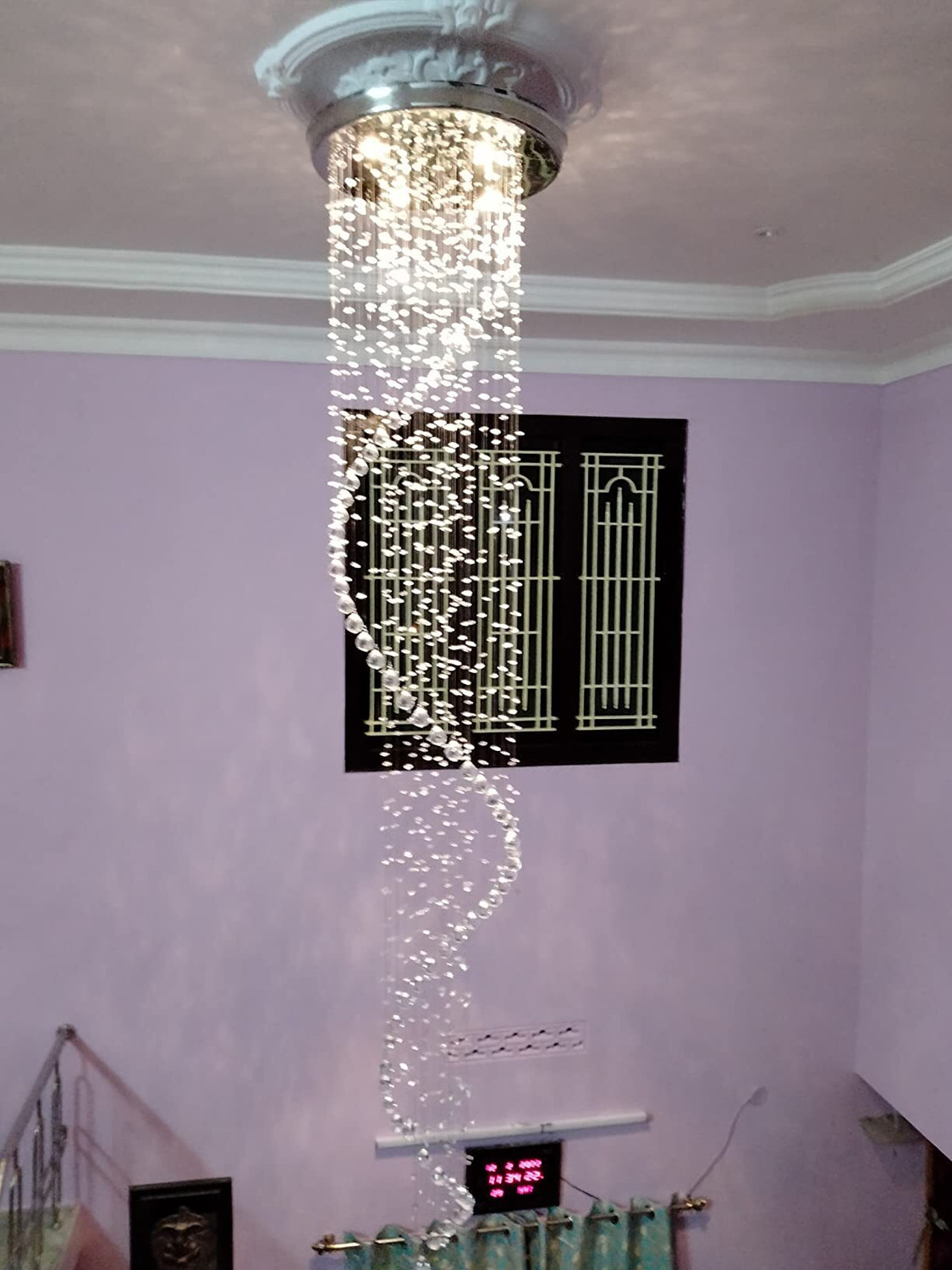 Image of Ganeshart 10ft Crystal Chandelier For Living room Ceiling Led Light 10ft Spiral a0110a Chandelier Ceiling Lamp