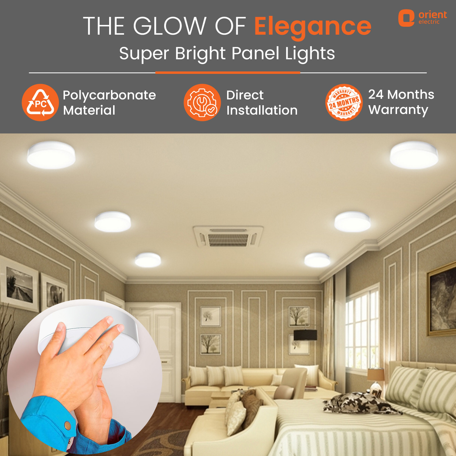 Image of Orient Electric 12W Rimless - Surface Light Surface Ceiling Light Ceiling Lamp