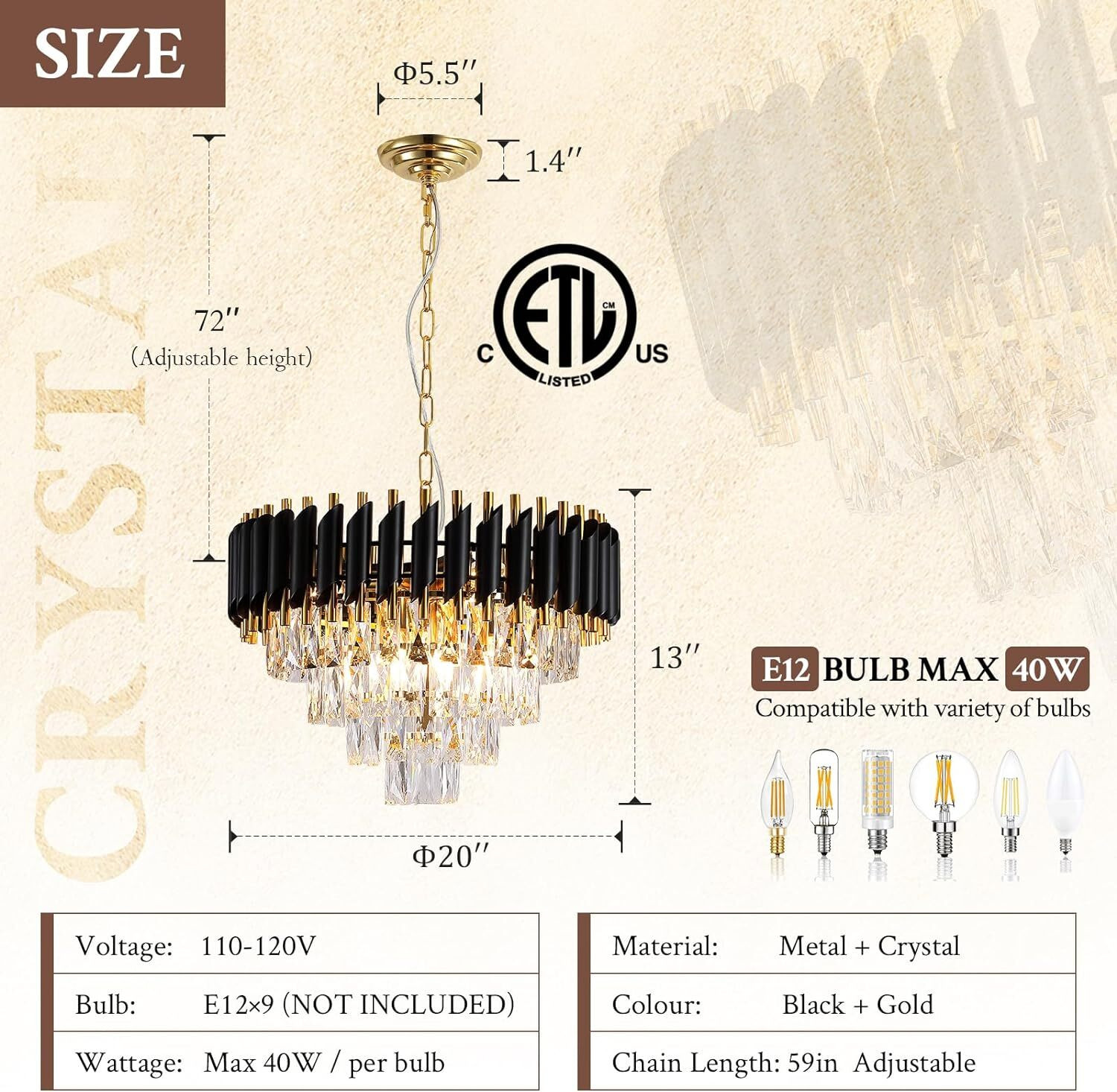 Image of Adwait 500MM Black Gold Moving chandelier Chandelier Ceiling Lamp