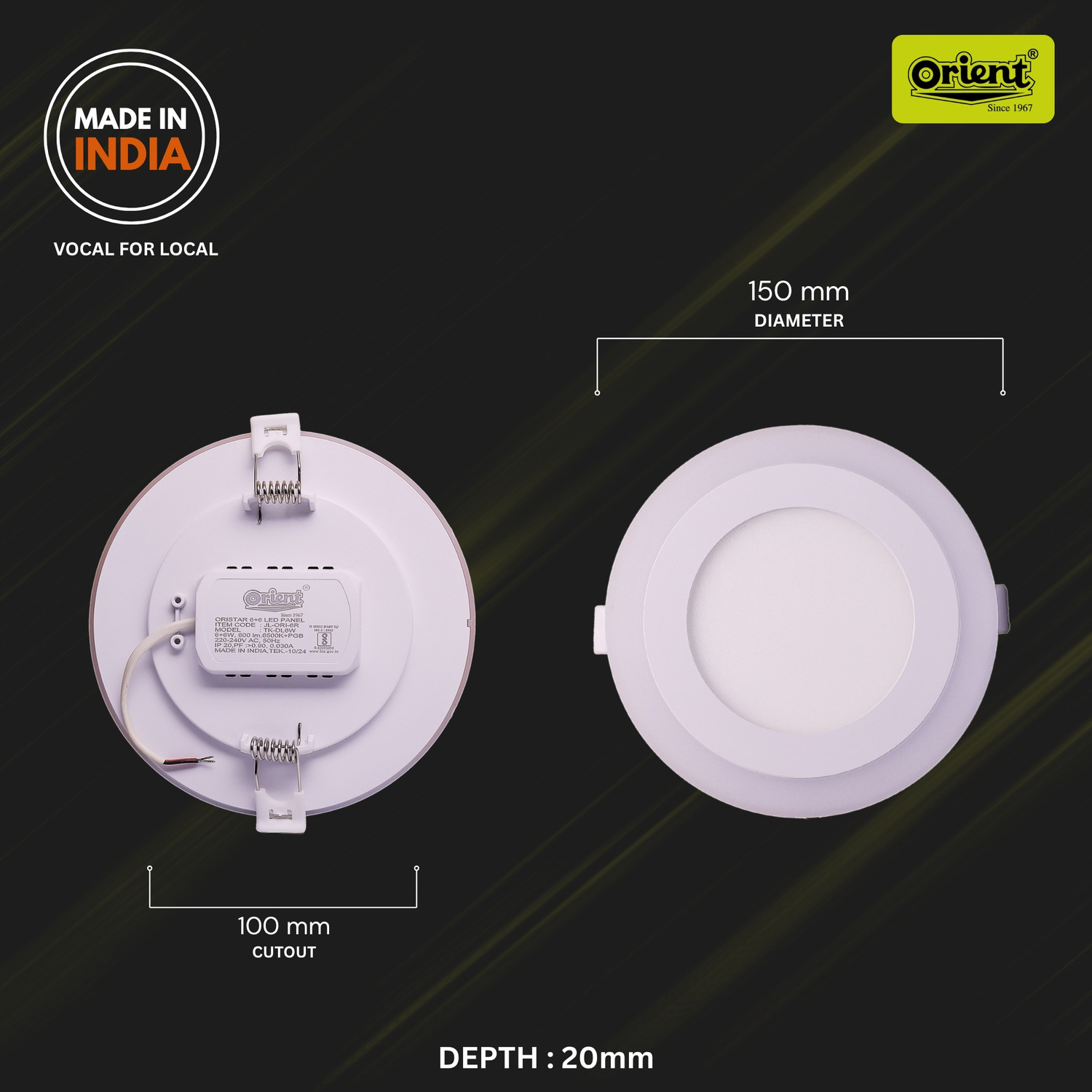 Image of ORIENT Oristar 6W+6W LED Mood Panel Light - White + RGB Ring Ceiling Light Ceiling Lamp