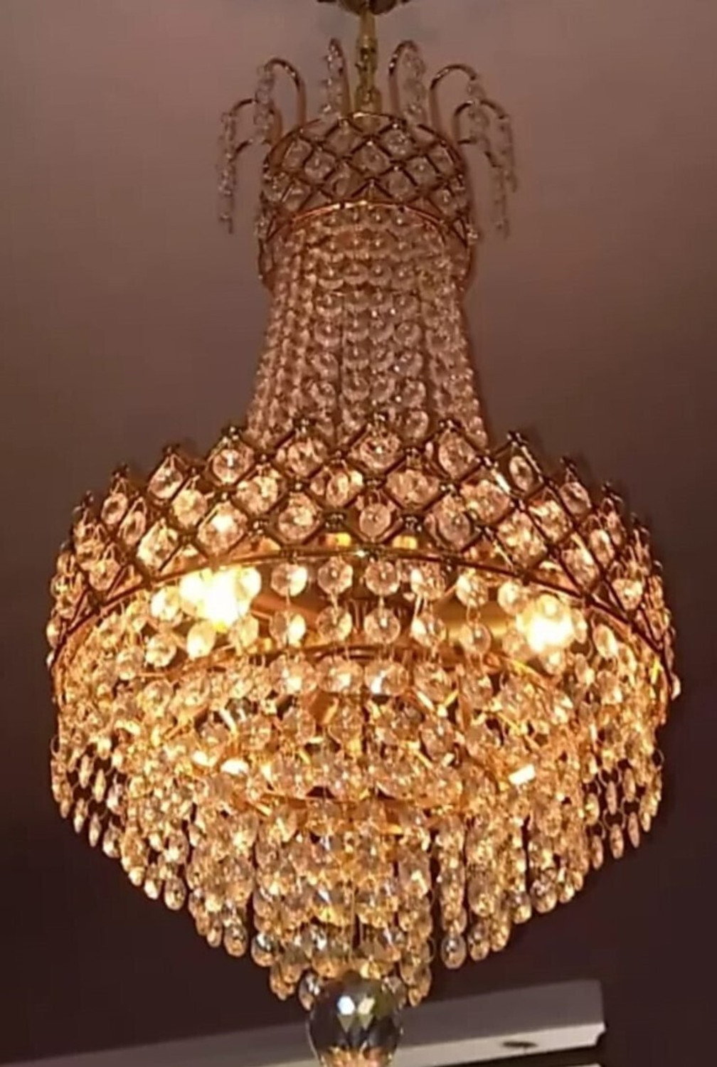 Image of Shri Mahal Antiques Crystal Big Size Jhhomar Light For Living Room /Hall /Bed Room etc Chandelier Ceiling Lamp