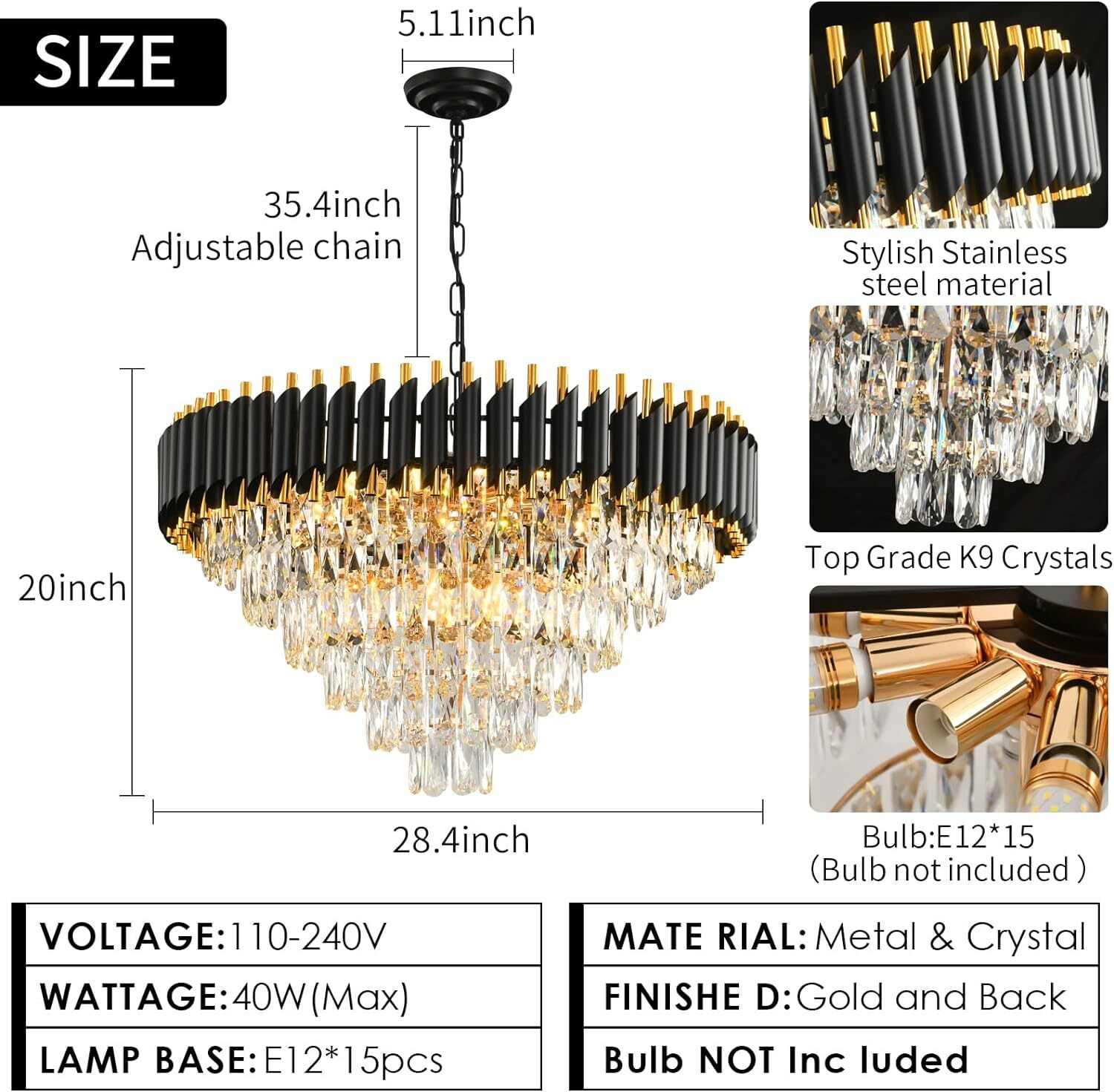 Image of Adwait 800MM Black Gold Moving chandelier Chandelier Ceiling Lamp