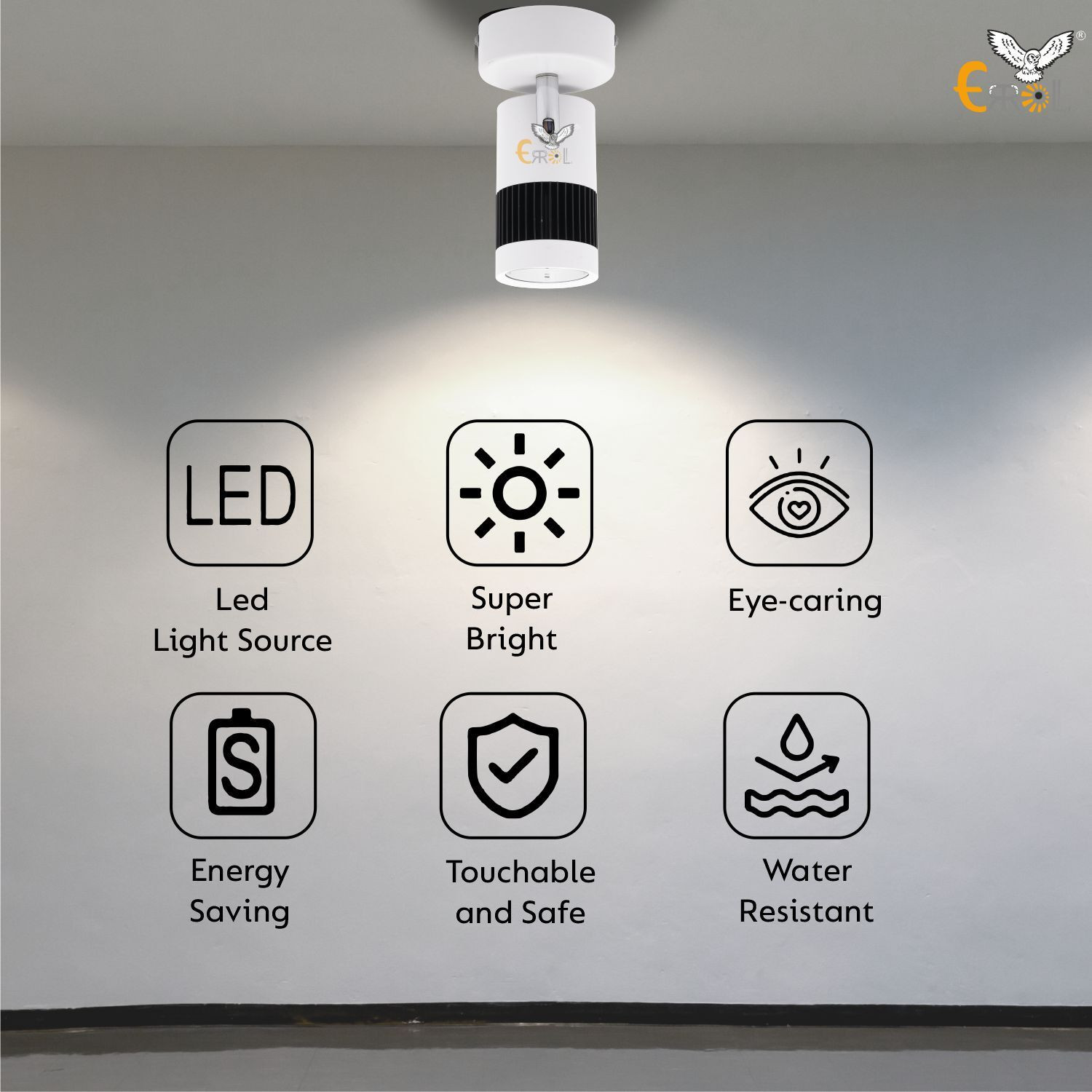 Image of Errol 3 watt spot light,focus light,Color-White, Spot Light Ceiling Lamp