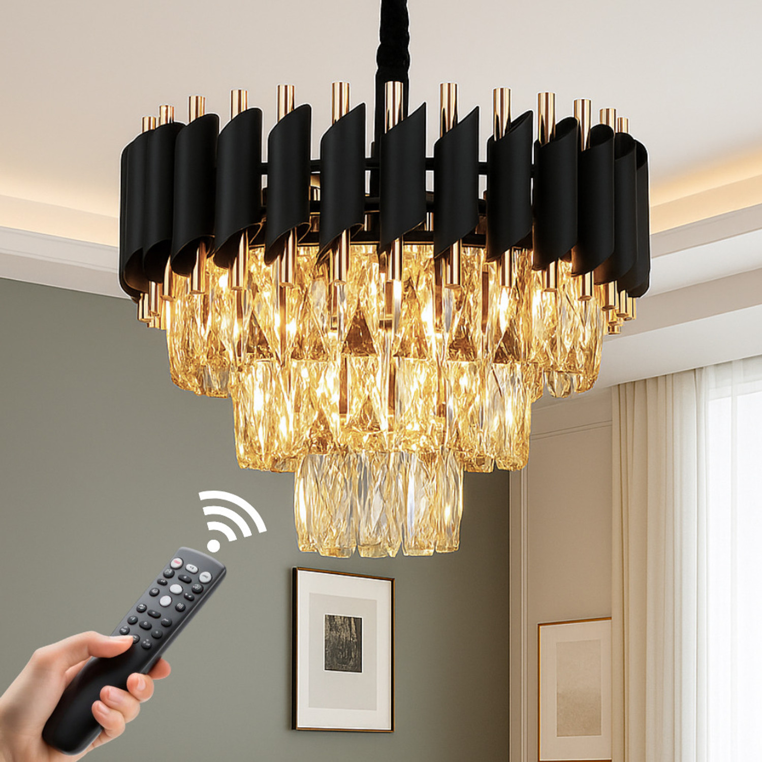 Image of Adwait 400MM Black Gold Moving chandelier Chandelier Ceiling Lamp