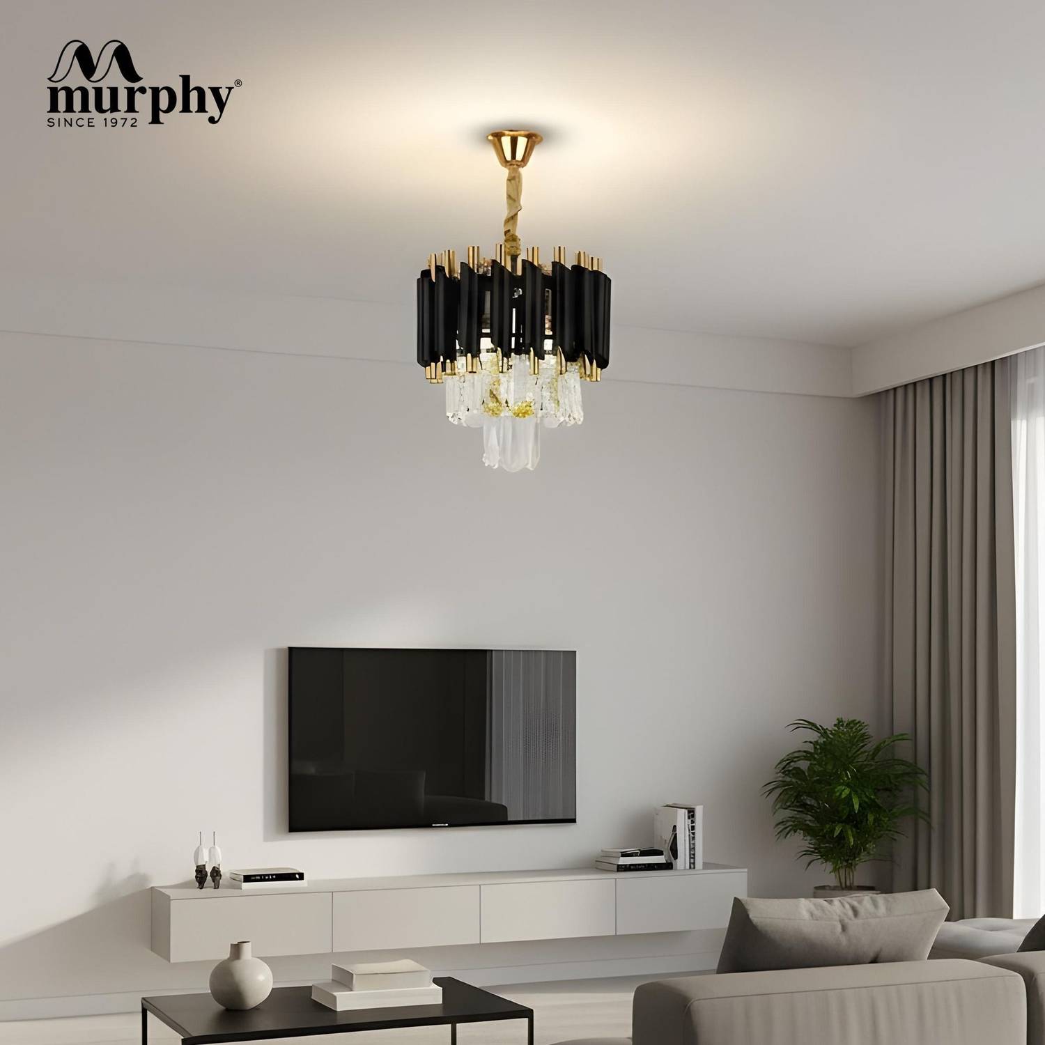 MURPHY Black Mamba Black & Gold Crystal Pendant Light - Image 2
