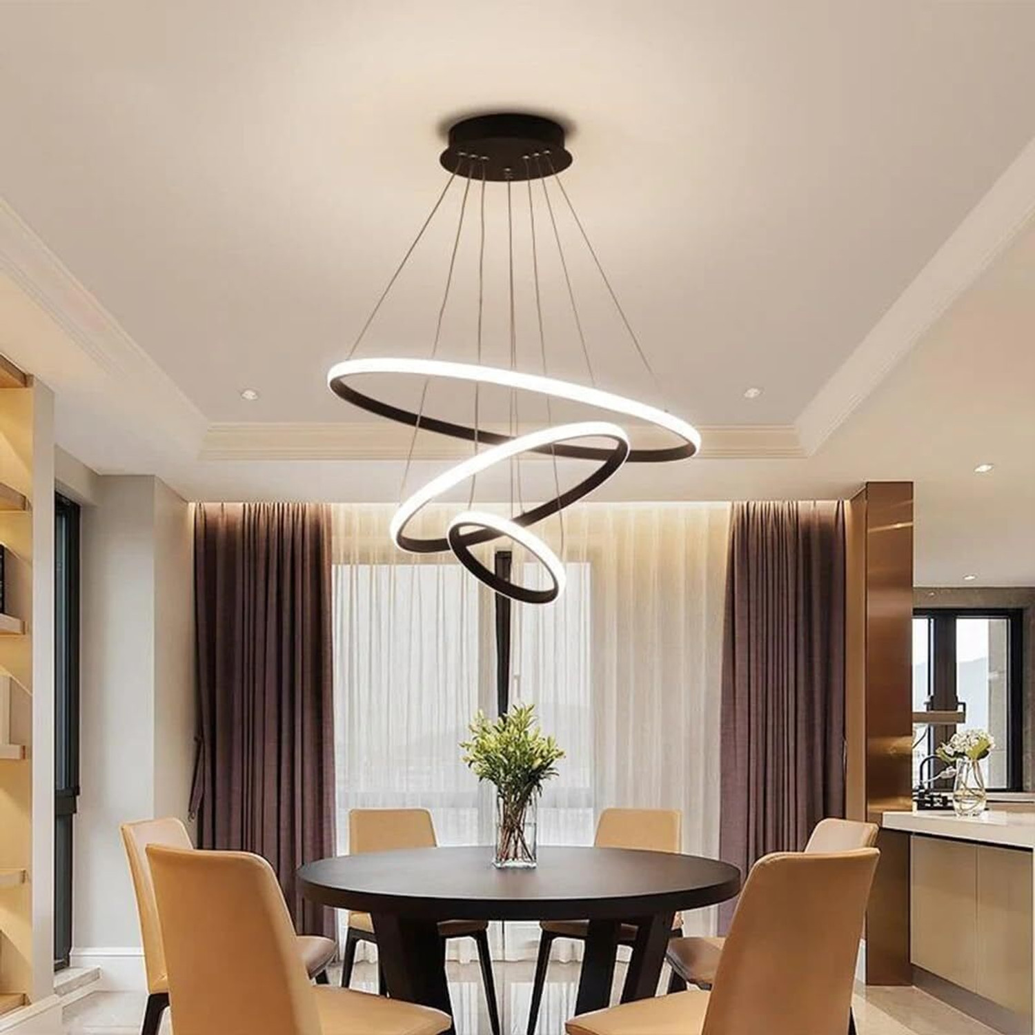 Image of Desidiya 3 Ring Led Pendant Light Fixture for Indoor Cafe & Home Decor Hanging Light Pendant Lamp Ceiling Lamp