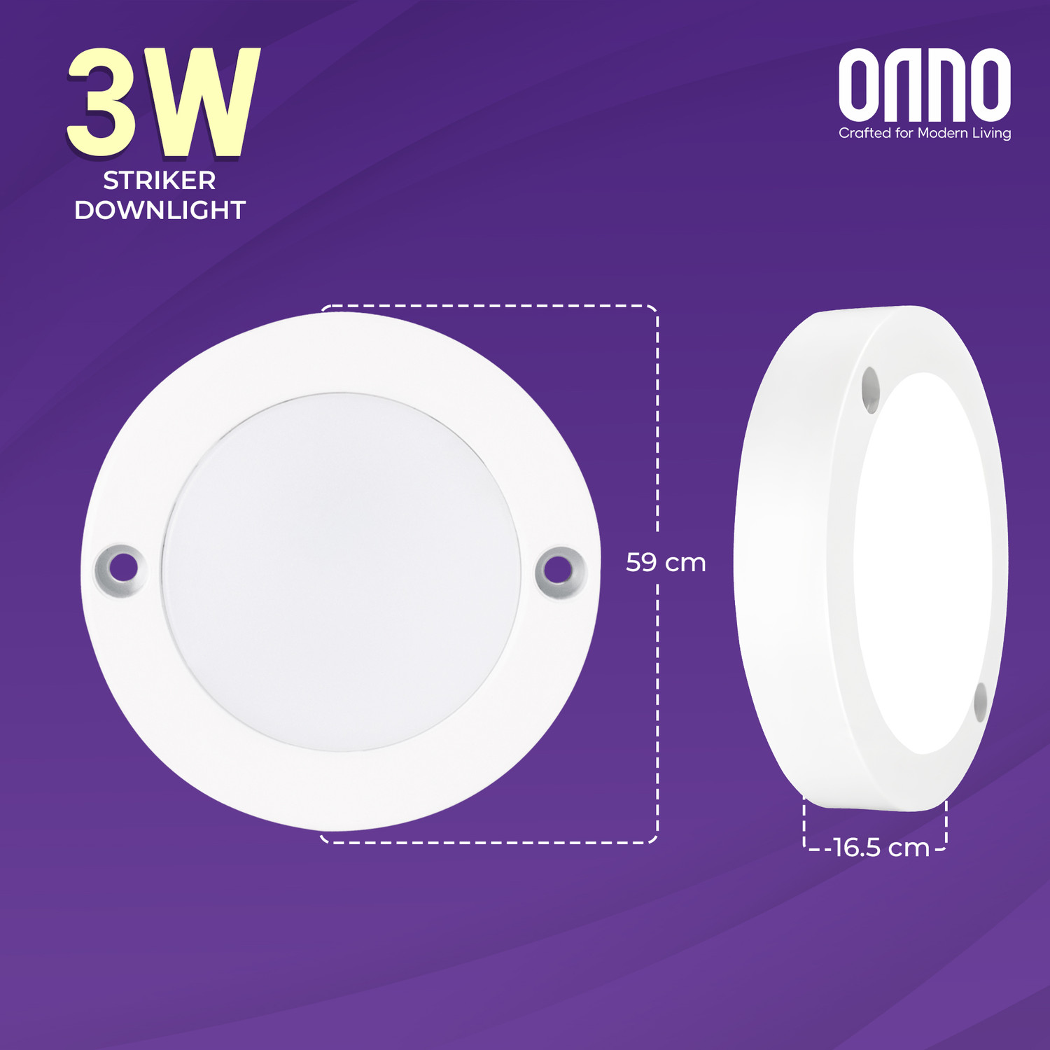 Image of ONNO 3W Striker LED Downlight - Cool White Downlighter Ceiling Lamp (White)