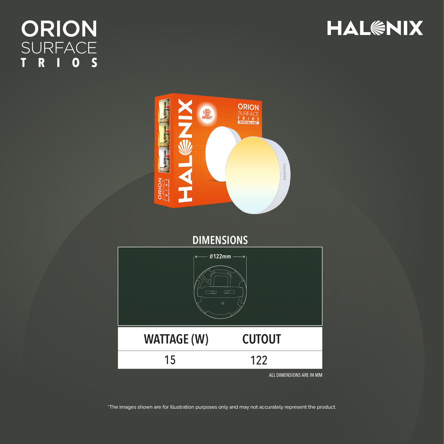 Image of HALONIX 15W Orion 3-in-1 Color changing Surface Ceiling Light Ceiling Lamp