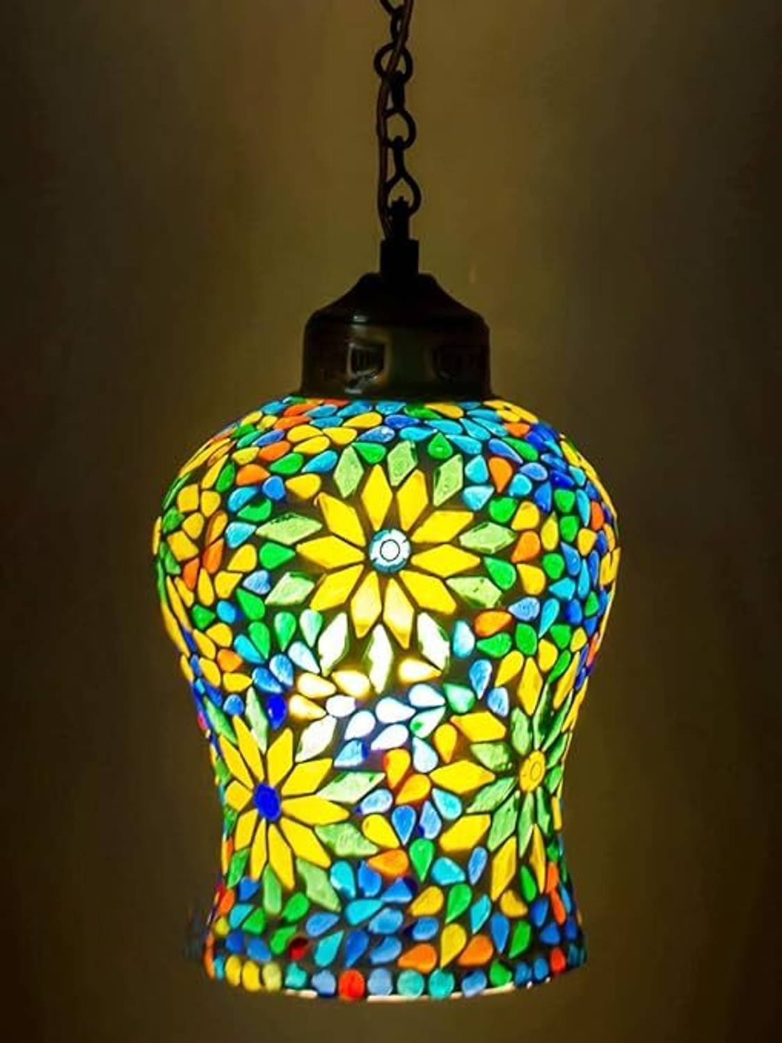 Baslash Handcrafted mosaic decorated glass hanging light Pendants Ceiling Lamp Chandelier Ceiling Lamp