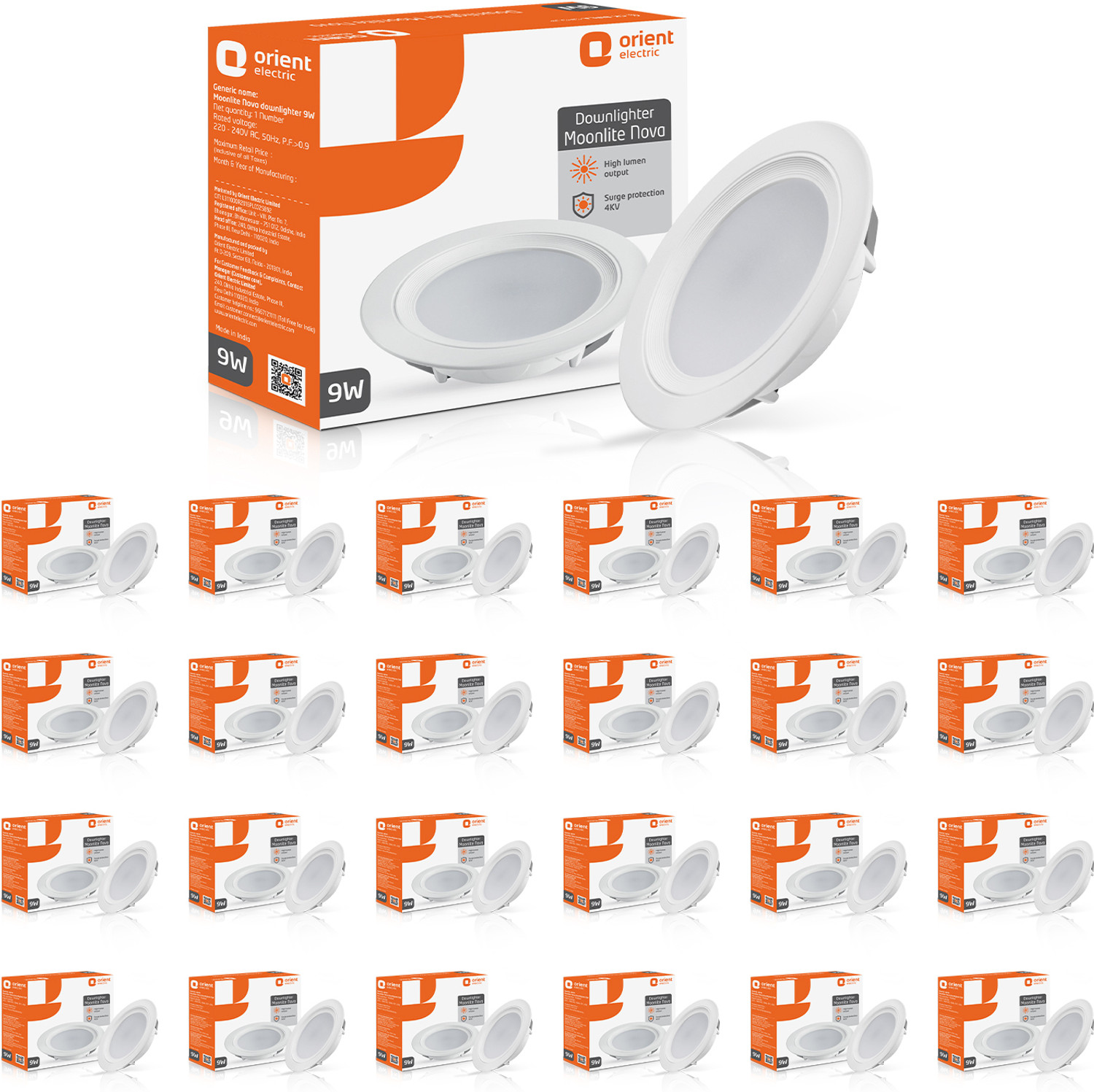 Image of Orient Electric Orient Electric Moonlite Nova 9W Downlighter, Pack of 25 Downlighter Ceiling Light Ceiling Lamp