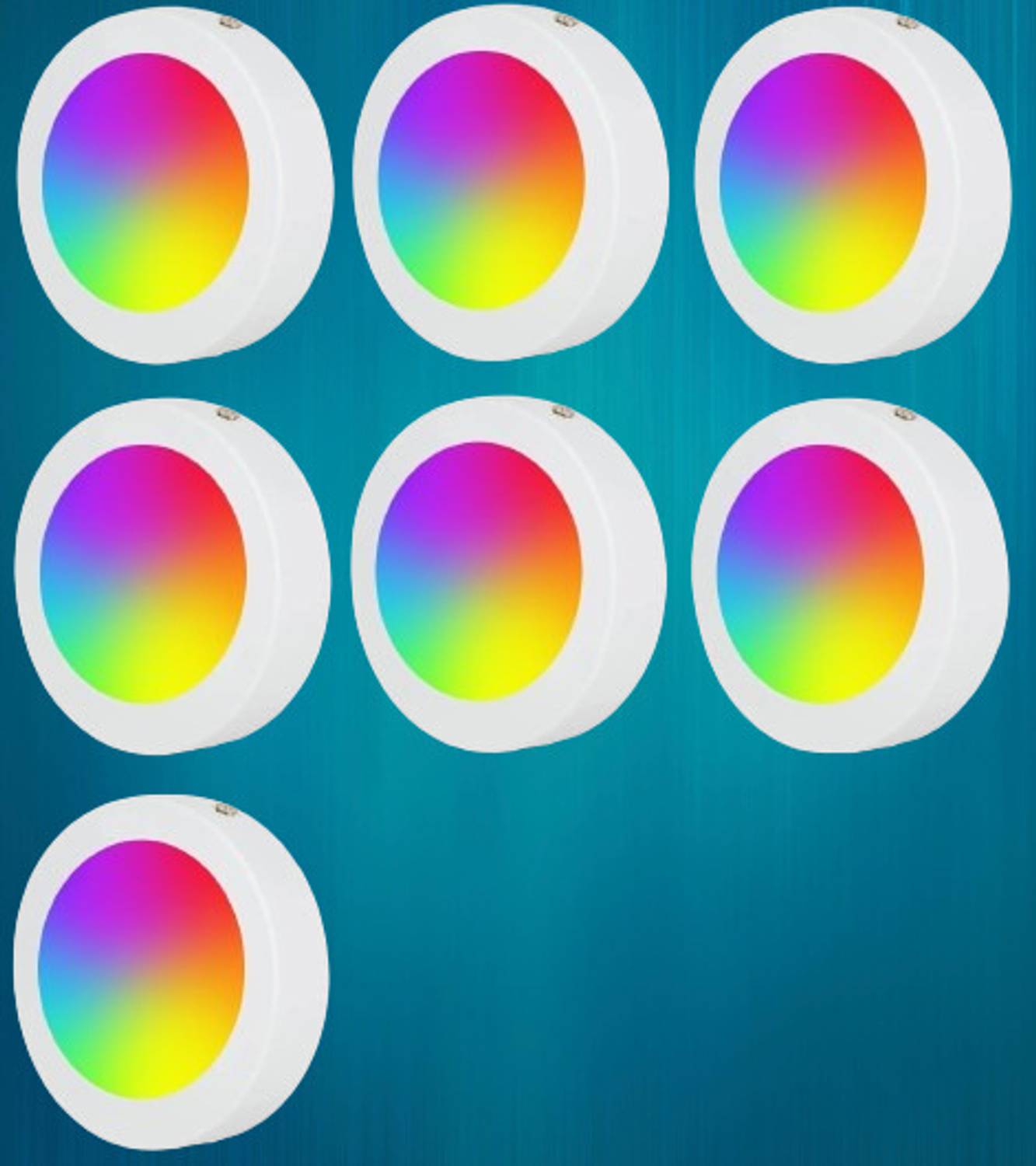 AMYSTY 10W 7in1 Multicolour Surface Led Red/Pink/Blue/Yellow/Violet/Green/White Pack-8 Recessed Ceiling Light Ceiling Lamp