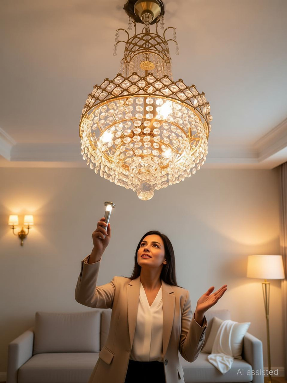 Image of Shri Mahal Antiques Crystal Big Size Jhhomar Light For Living Room /Hall /Bed Room etc Chandelier Ceiling Lamp