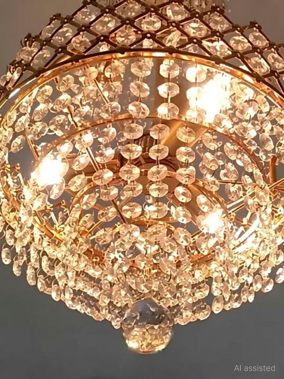 Image of Shri Mahal Antiques Crystal Big Size Jhhomar Light For Living Room /Hall /Bed Room etc Chandelier Ceiling Lamp